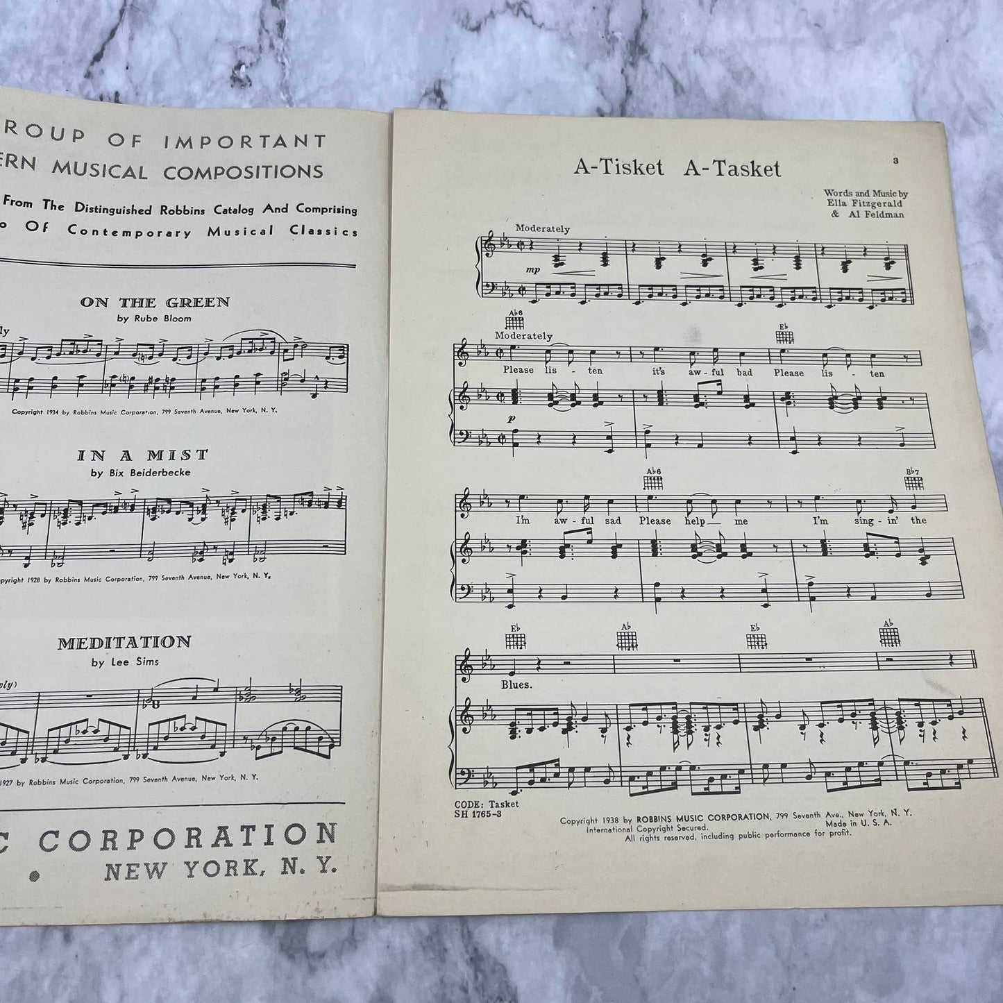 1932 Sheet Music A Tisket A Tasket George Hall Ella Fitzgerald Al Feldman TI1