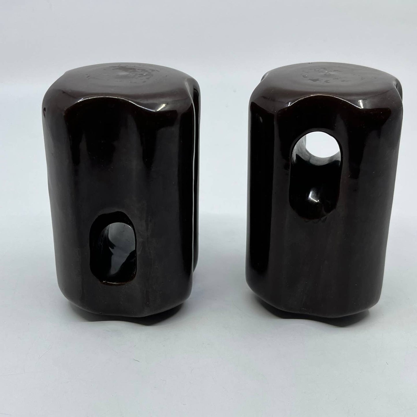VTG Industrial Brown Ceramic Electric Insulator Telephone Pole Set of 2 TC2