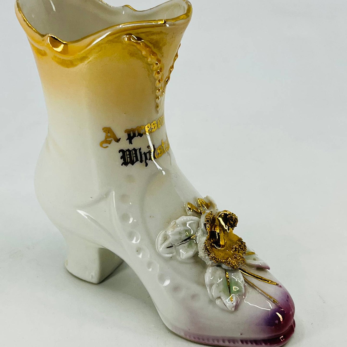Vtg German Boot Ceramic Porcelain Hand Painted A Present from Whitstable 4” TD4