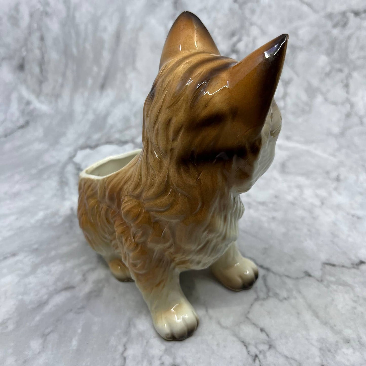 1970s Retro Tabby Cat Ceramic Planter 5x6" United Import TE2