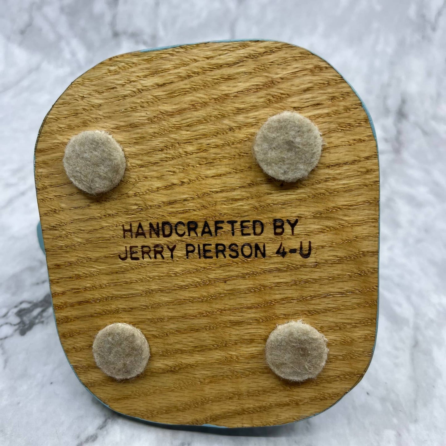 Vintage Hand Carved Painted Teal Bird Sculpture Figure Jerry Pierson 6x6” TJ6