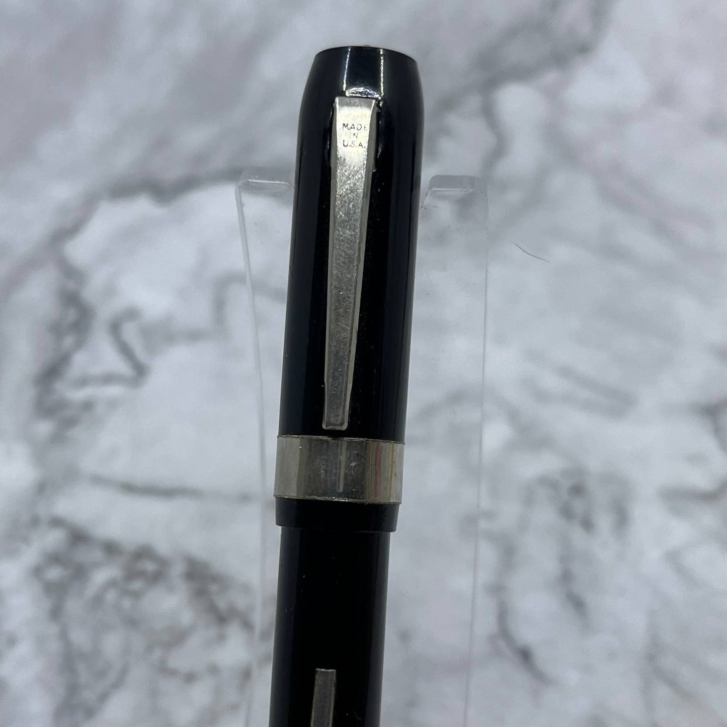 Vintage Black and Chrome Lever Fill Fountain Pen USA SE6