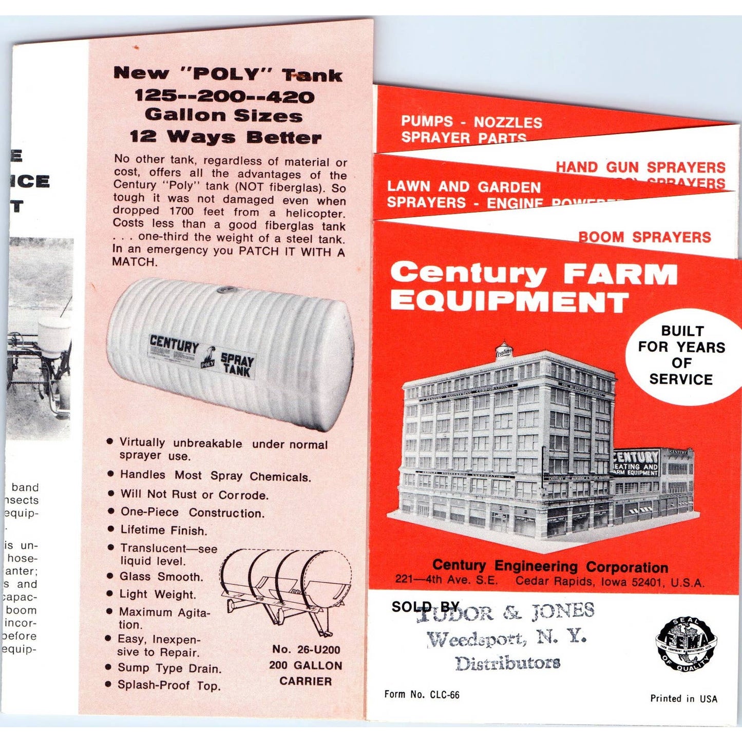 1960s Century Farm Equipment Fold Out Brochure Cedar Rapids IA SE5