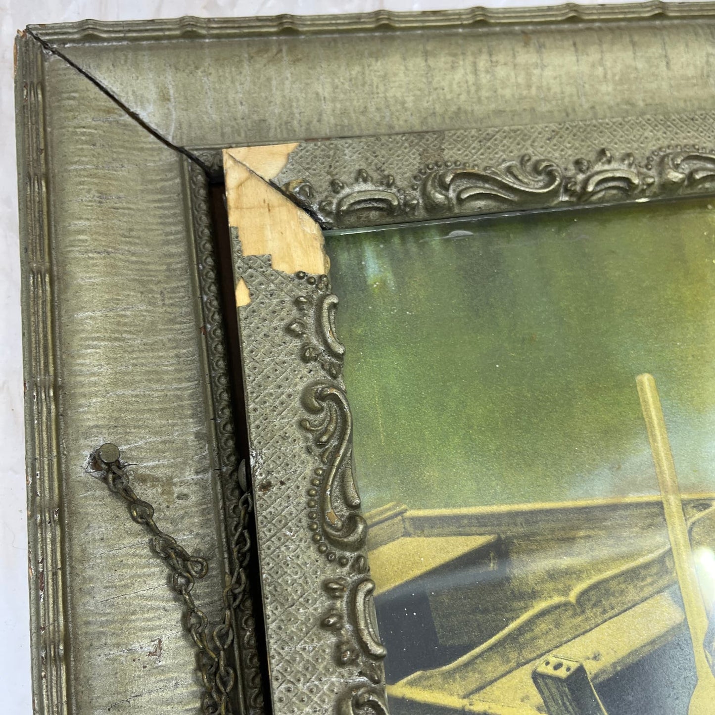 c1900 Victorian Picture Frame Wall Pocket Sheet Music Magazine Holder 14x16"