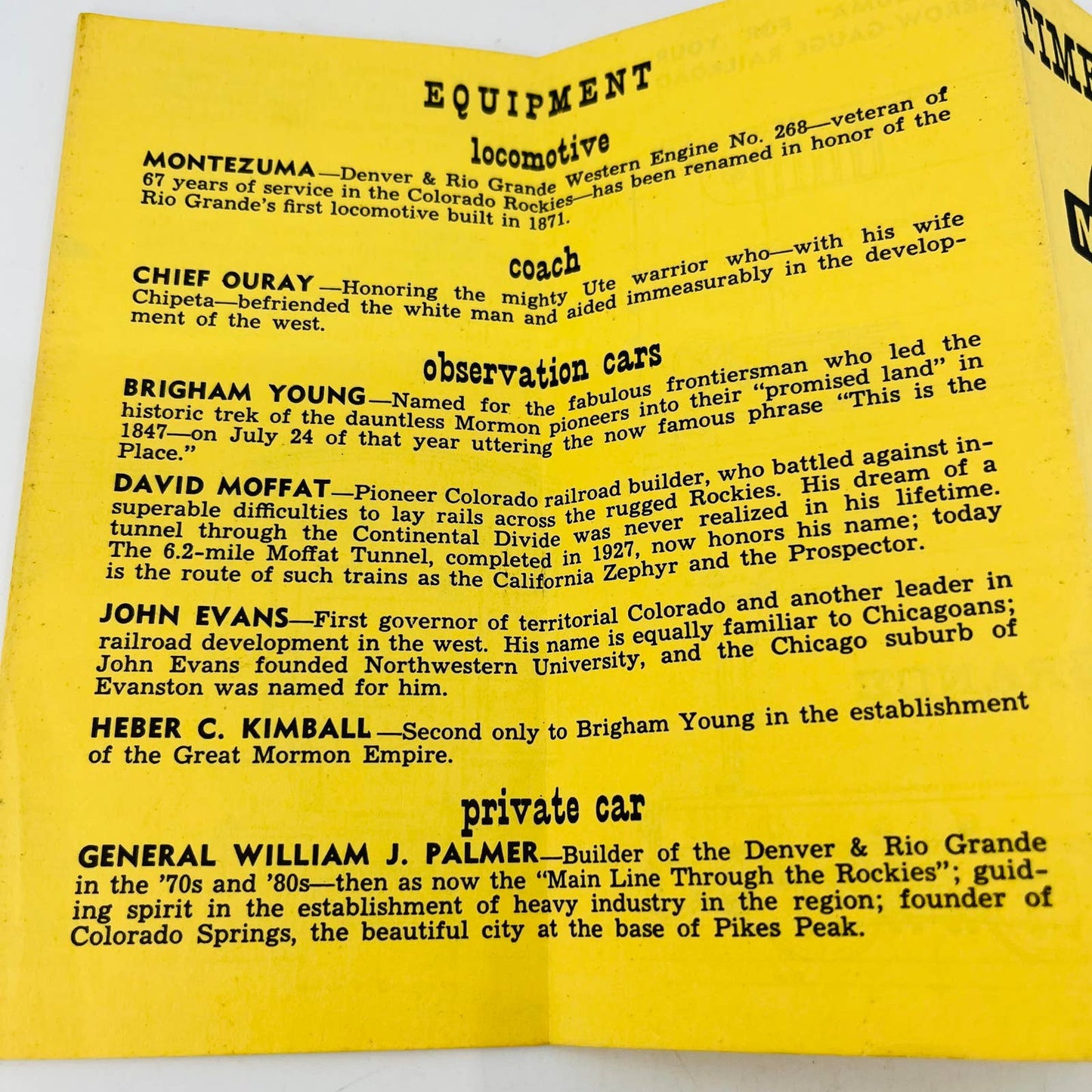 1949 Time Table Cripple Creek & Tin Cup Railroad-Chicago Railroad Fair EA1