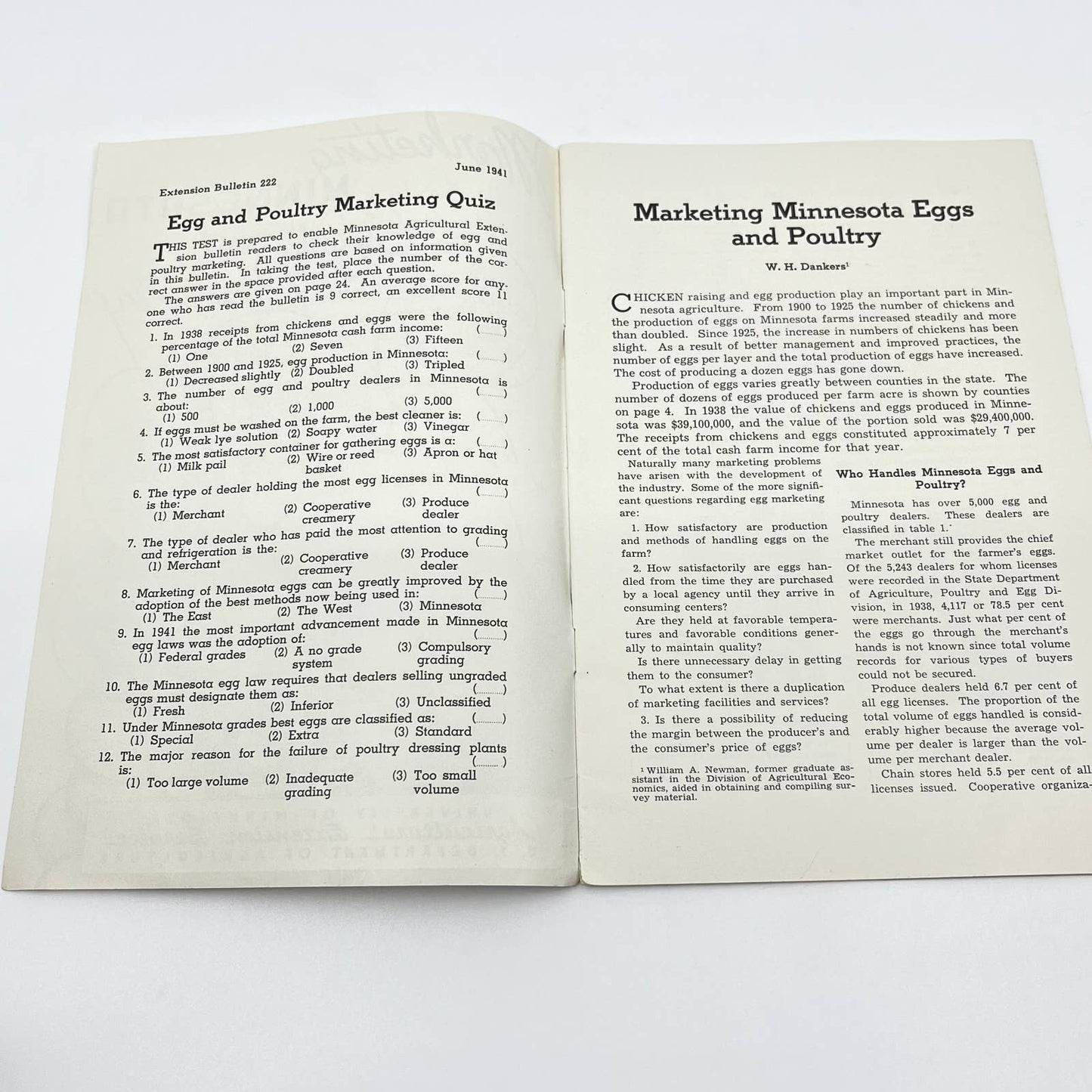 1941 Marketing Minnesota Eggs and Poultry U of M Agriculture Bulletin TF7