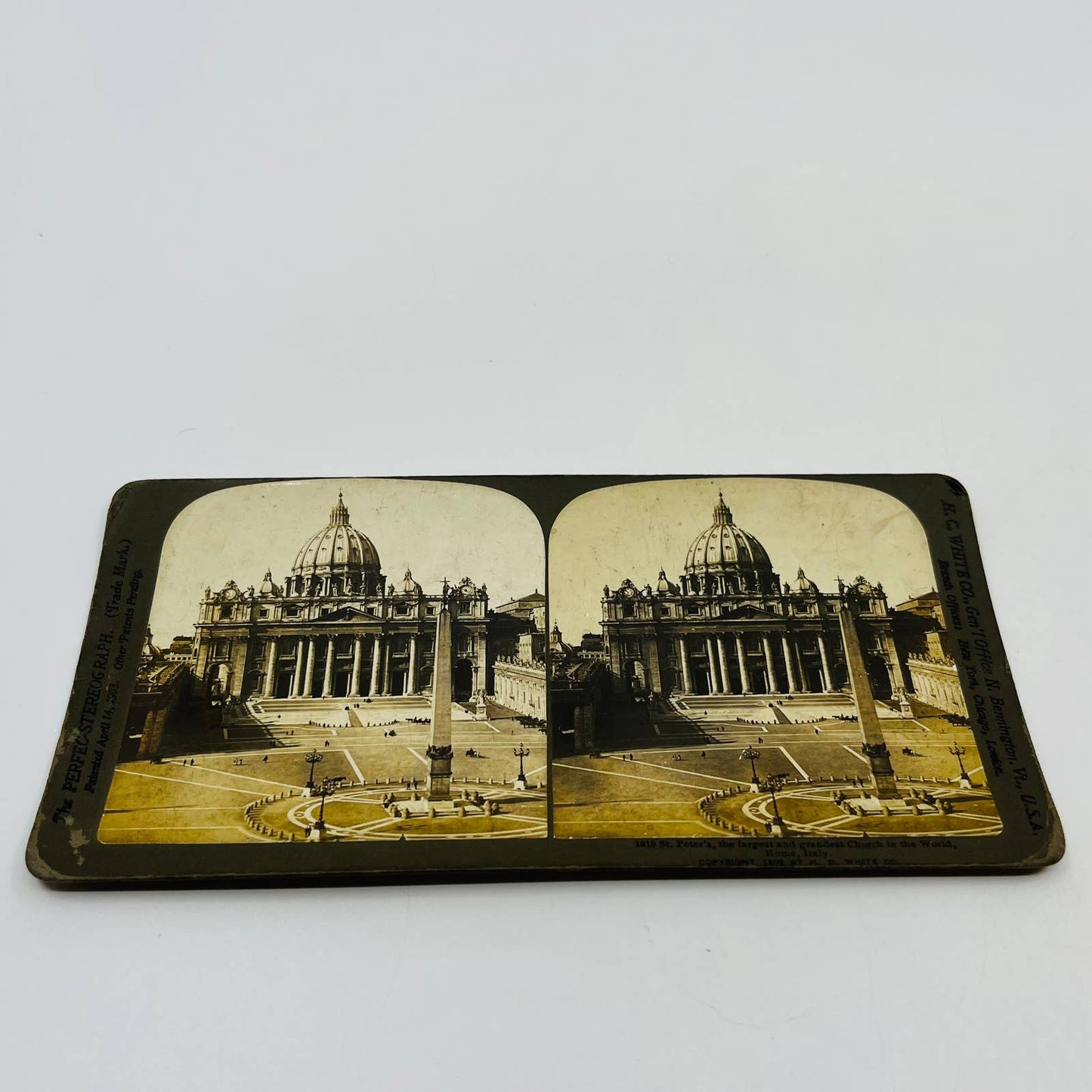 1902 Stereoview Card St Paul’s Cathedral Church in Rome Italy
