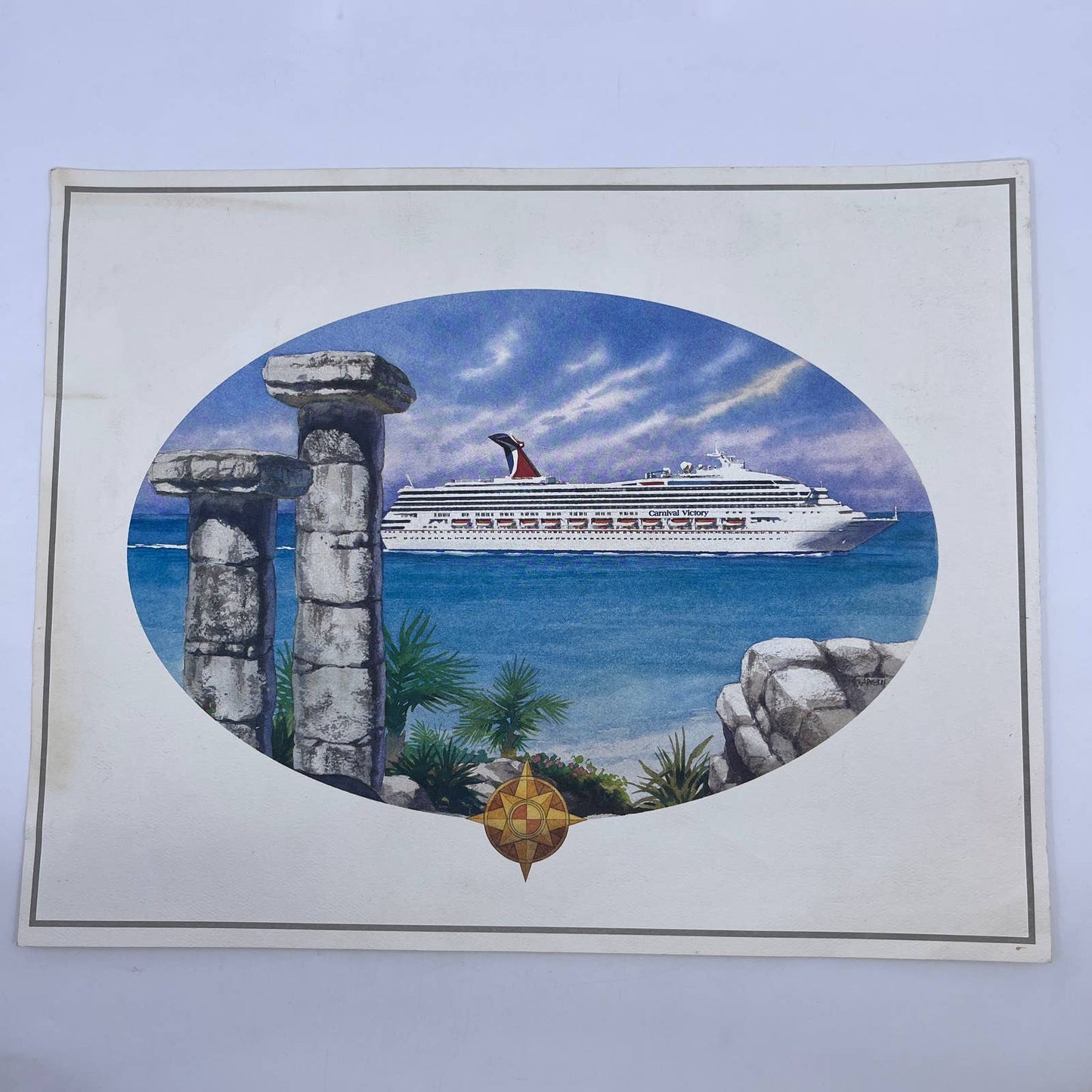Vintage Carnival Victory Cruise Ship Memento Collectible Print 11x14" FL5