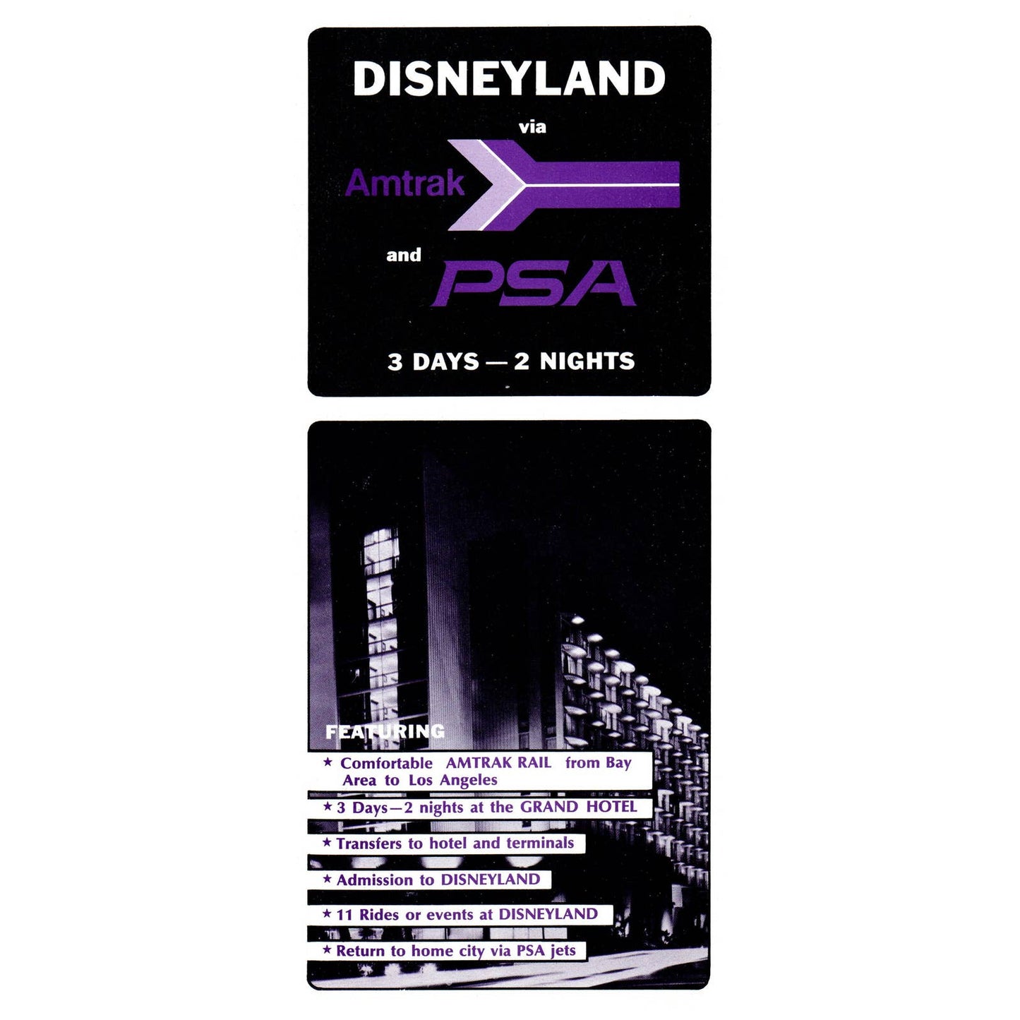 1973 Disneyland by Amtrak Rail and PSA Scheduled Jets Travel Brochure SE4