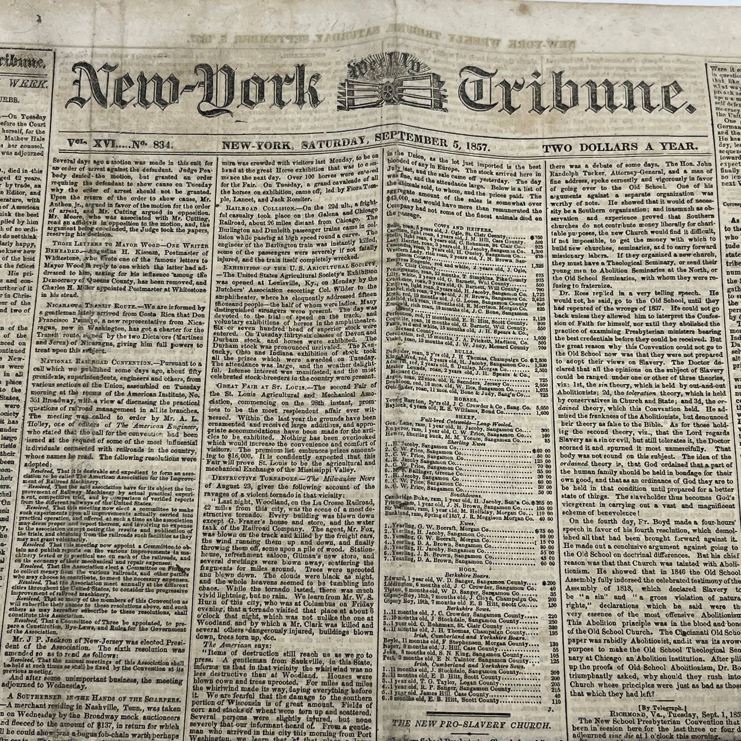1857 Sep 5 Original New York Tribune - Dakota & Sioux Relations New MN Govt FL4