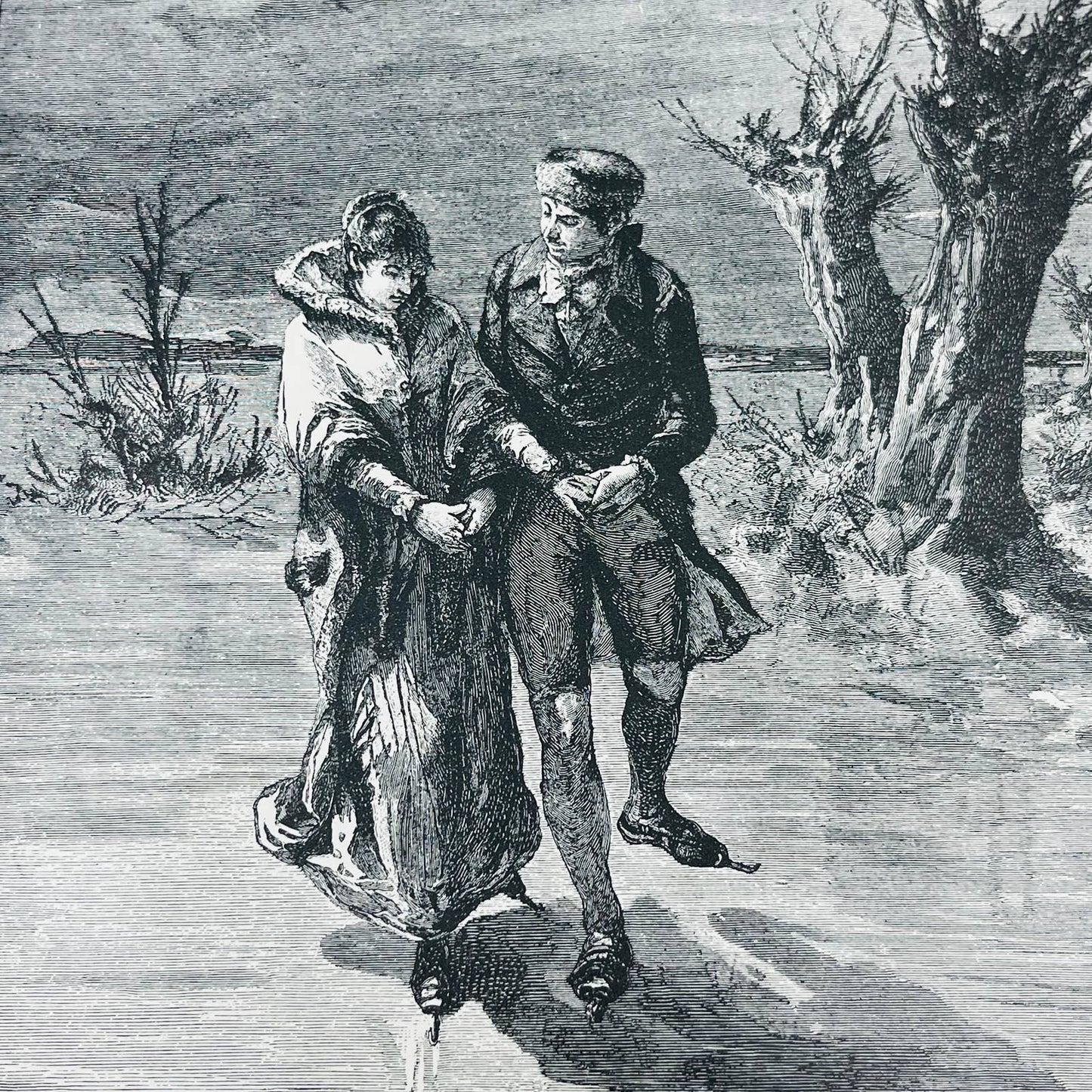 1880s Victorian Art Print Engraving Goethe Wilhelm Meister FLAVIO AND HILARIA