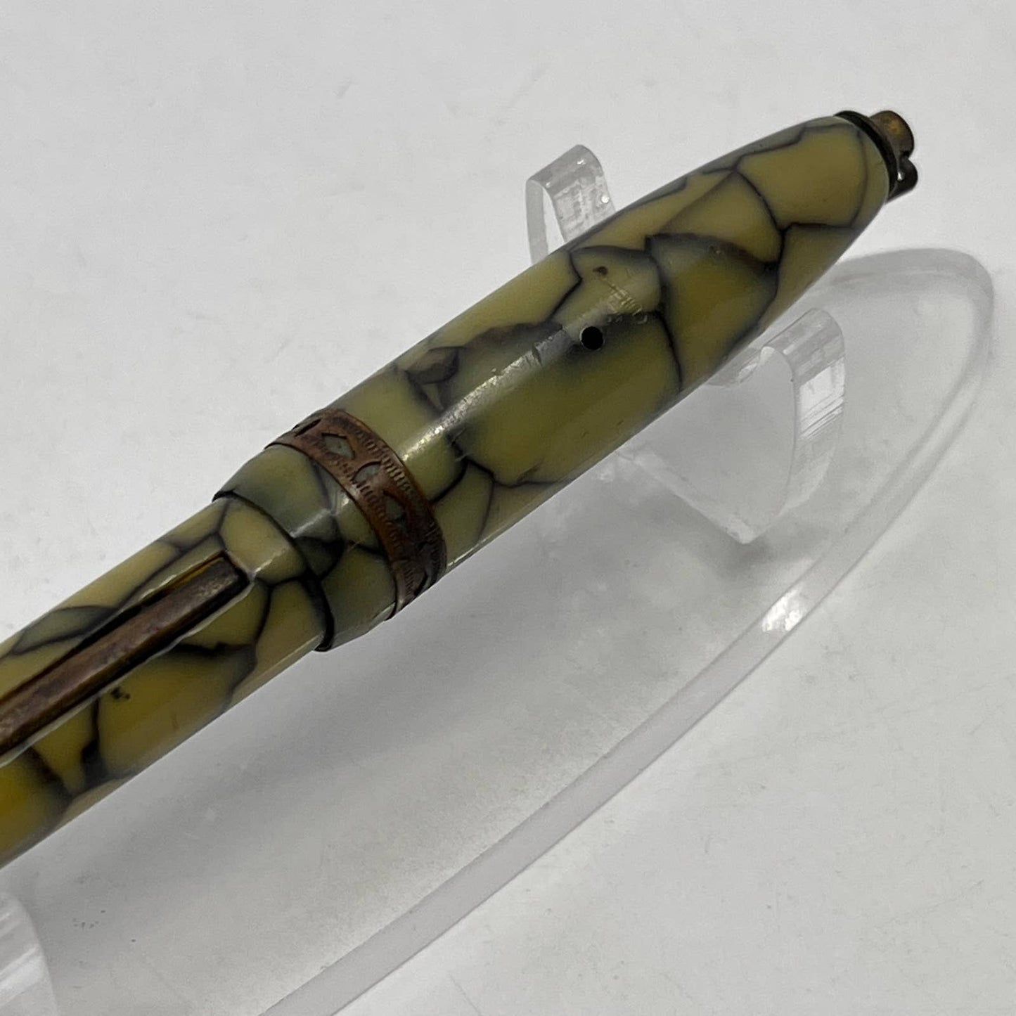 Celluloid Pearl With Black Veins Fountain Pen with Nib Screw Top Seal SE1