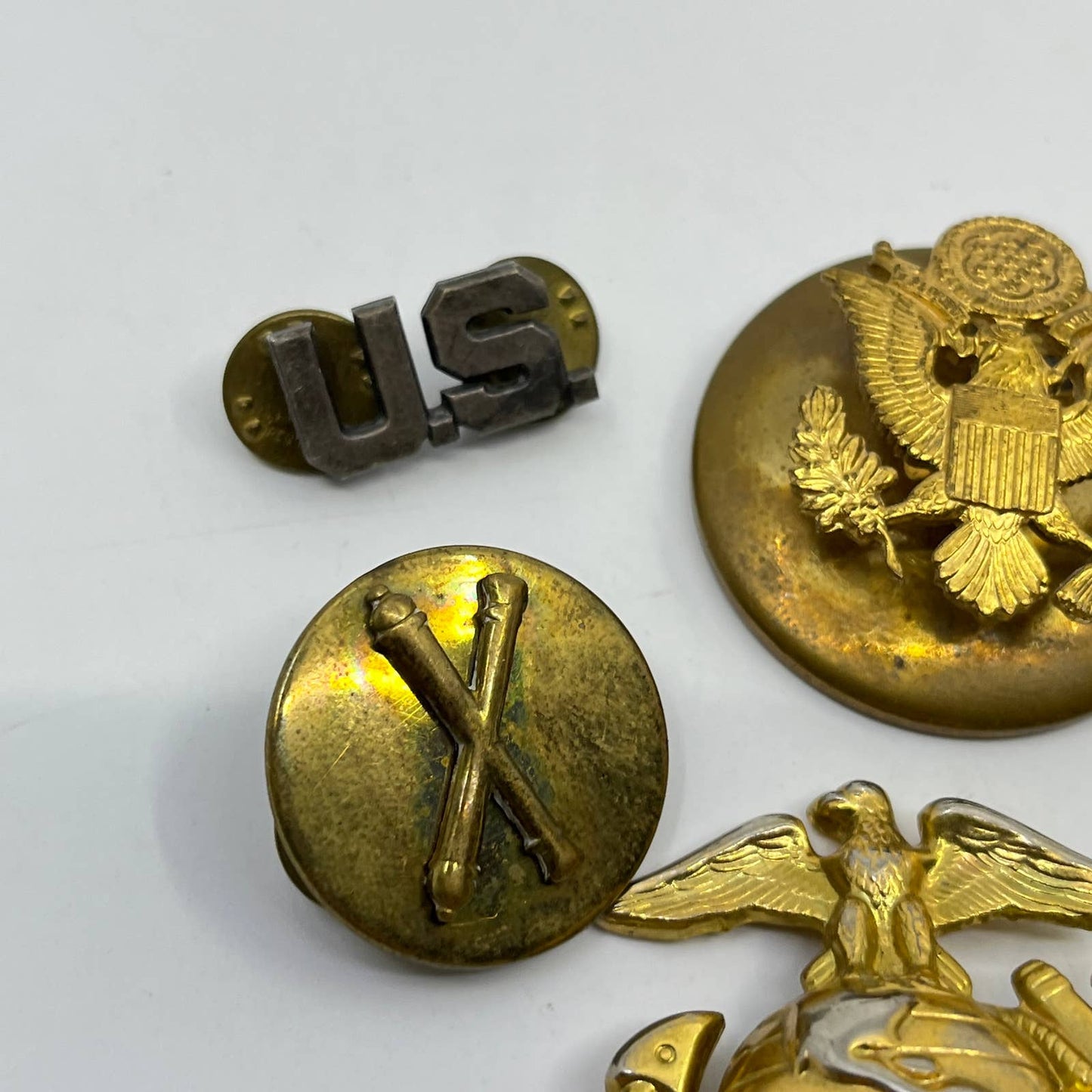 Vintage Lot of 7 Military Army Marine Corps Pin back Buttons SD8
