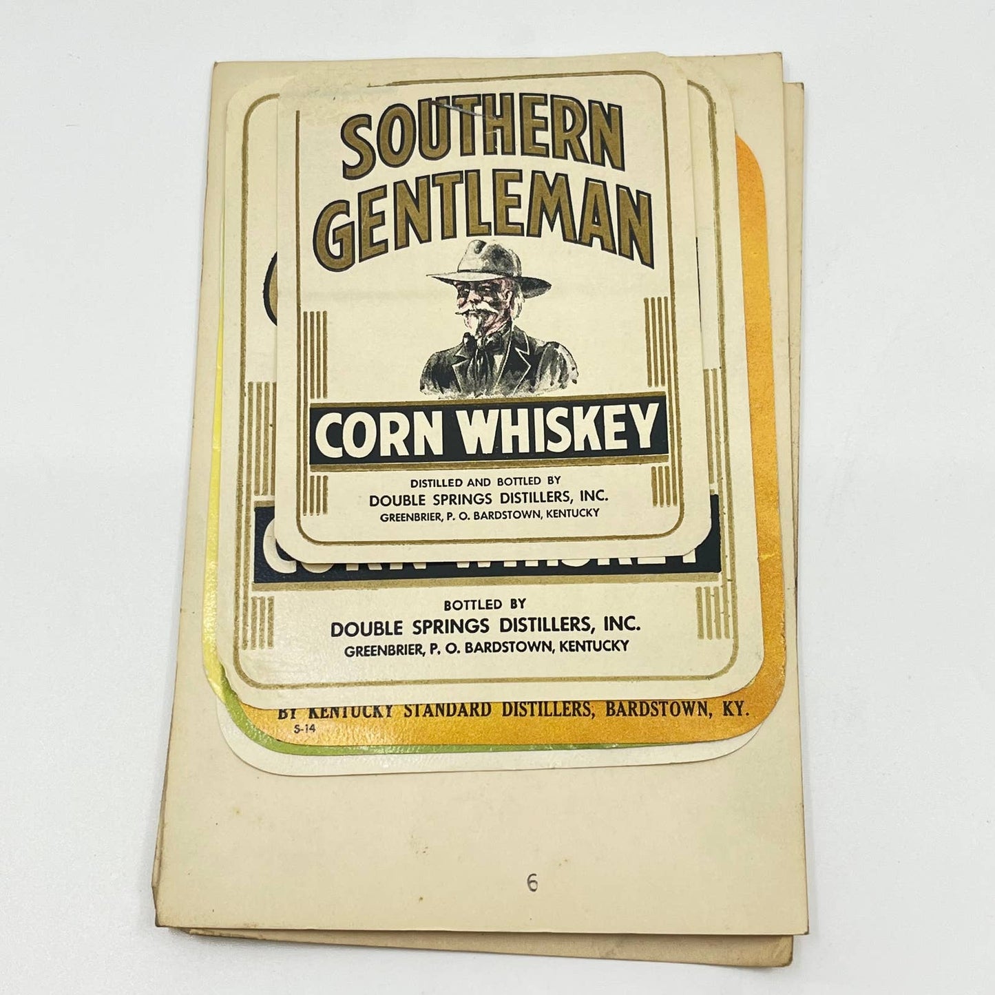 Southern Gentleman Whiskey & Vodka Label Set of 6 Double Springs Greenbrier KY