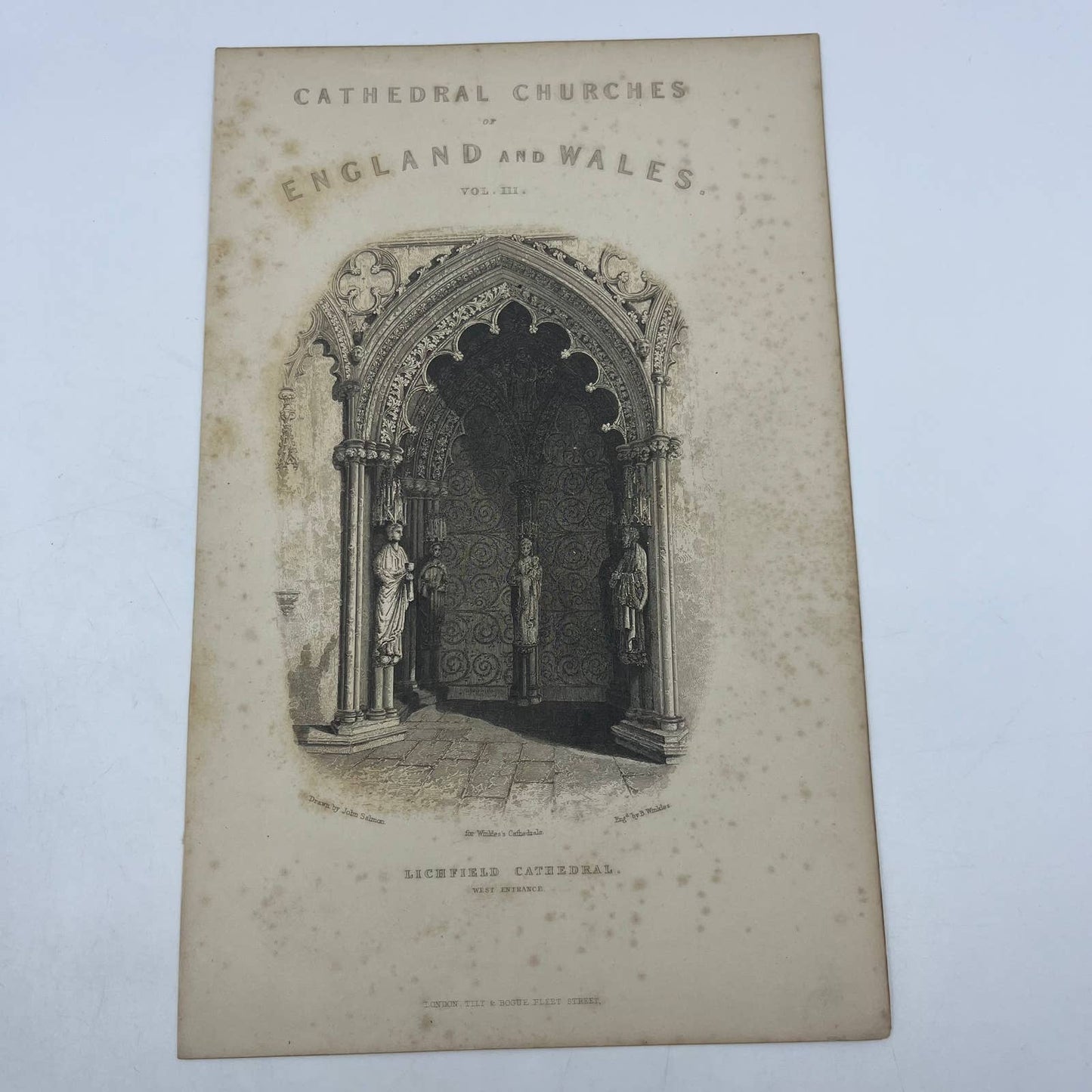 1842 Original Art Engraving Lichfield Cathedral w/ Introduction & Title Page TG6
