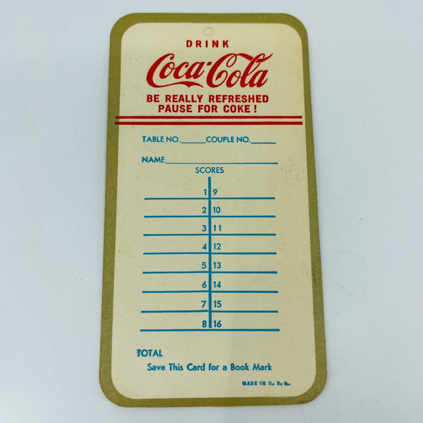 VTG 1950s COCA COLA Playing Card BRIDGE TALLY CARD Scorecard Farm Country C3