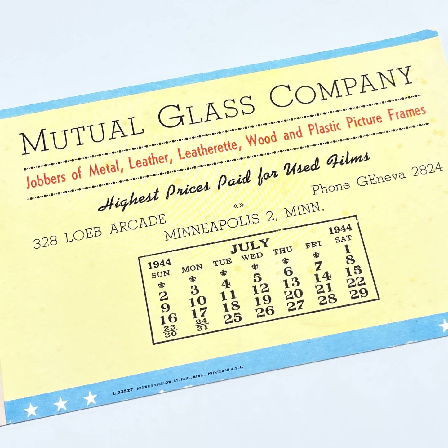 1944 Blotter Mutual Glass Company Minneapolis MN Monkey Knit-Wit AB8-1