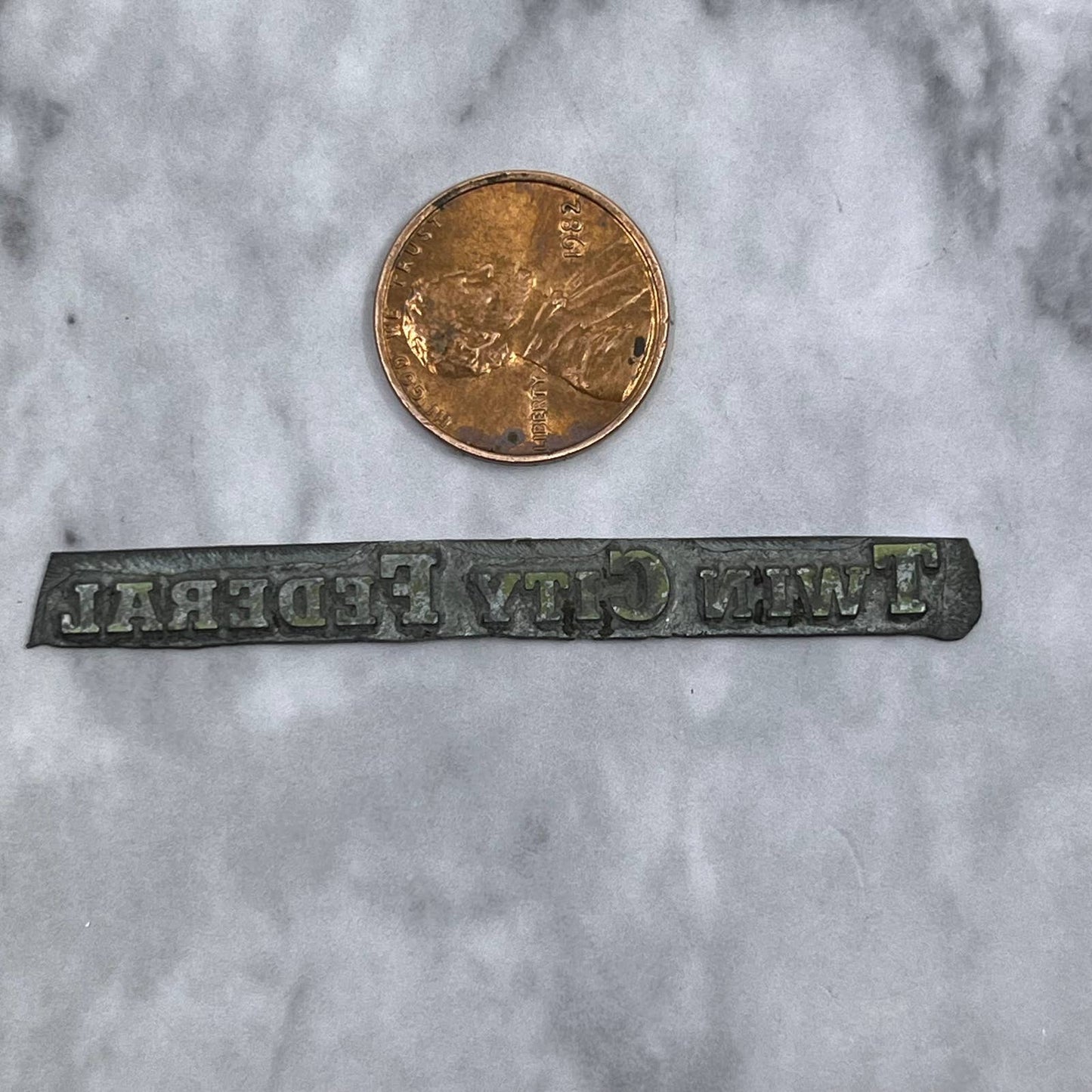 Vintage Printing Letterpress Printers Block Plate Twin City Federal SE836