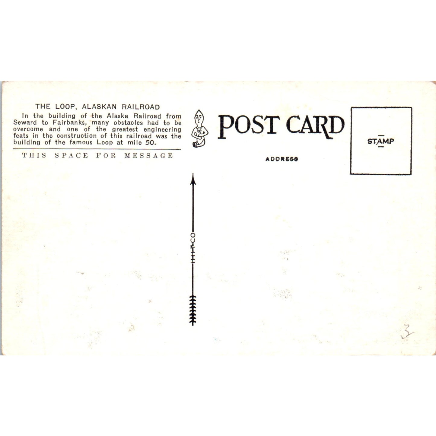 The Loop Alaskan Railroad Fairbanks to Seward Alaska Original Postcard P2-6