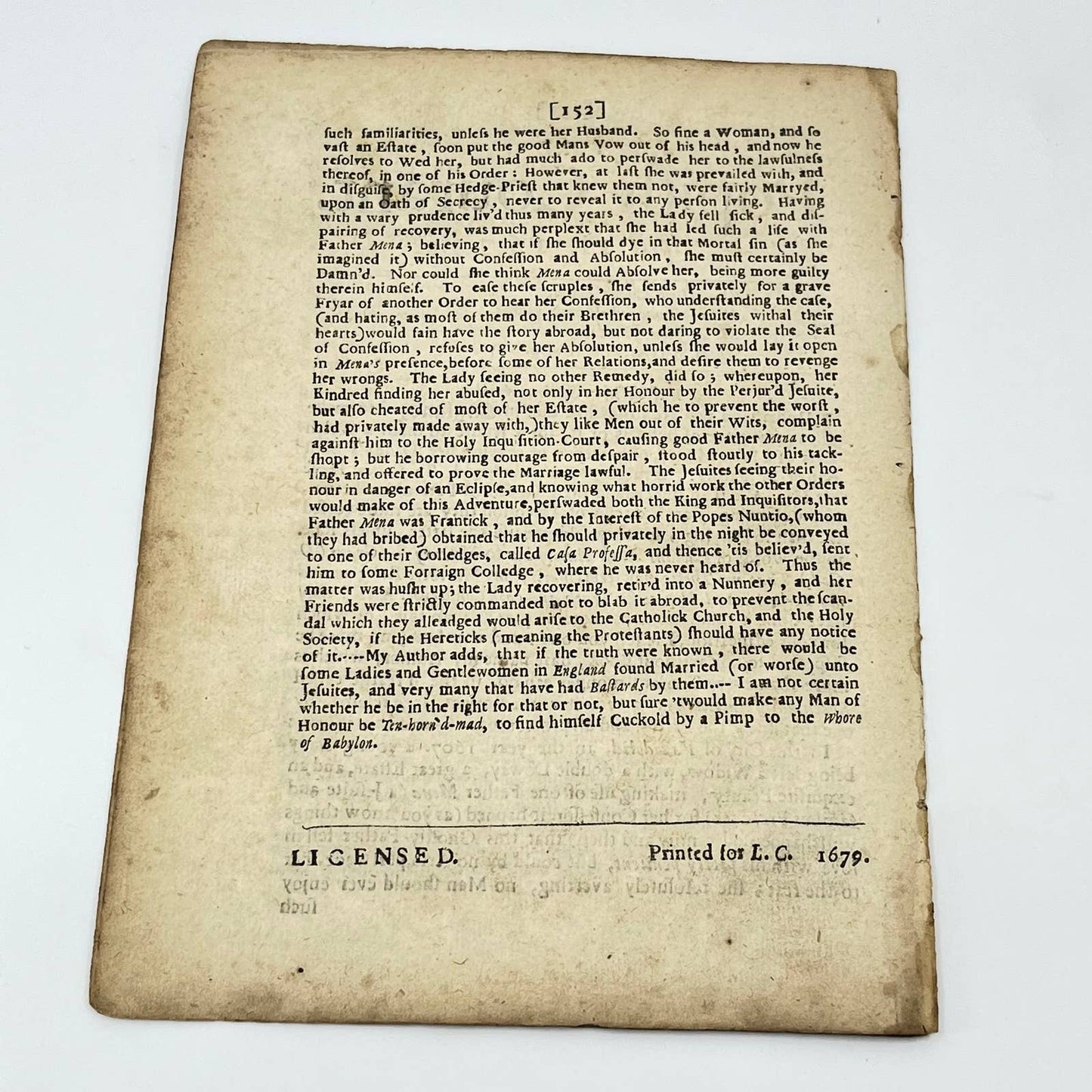 1679 Original Tract Weekly Pacquet of Advice from Rome History of Popery AA7