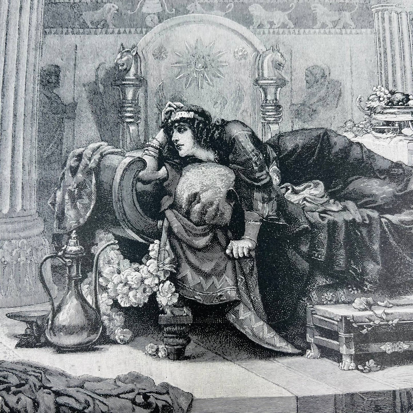 1880s Victorian Art Print Engraving Tennyson VASHTI Ernst Normand