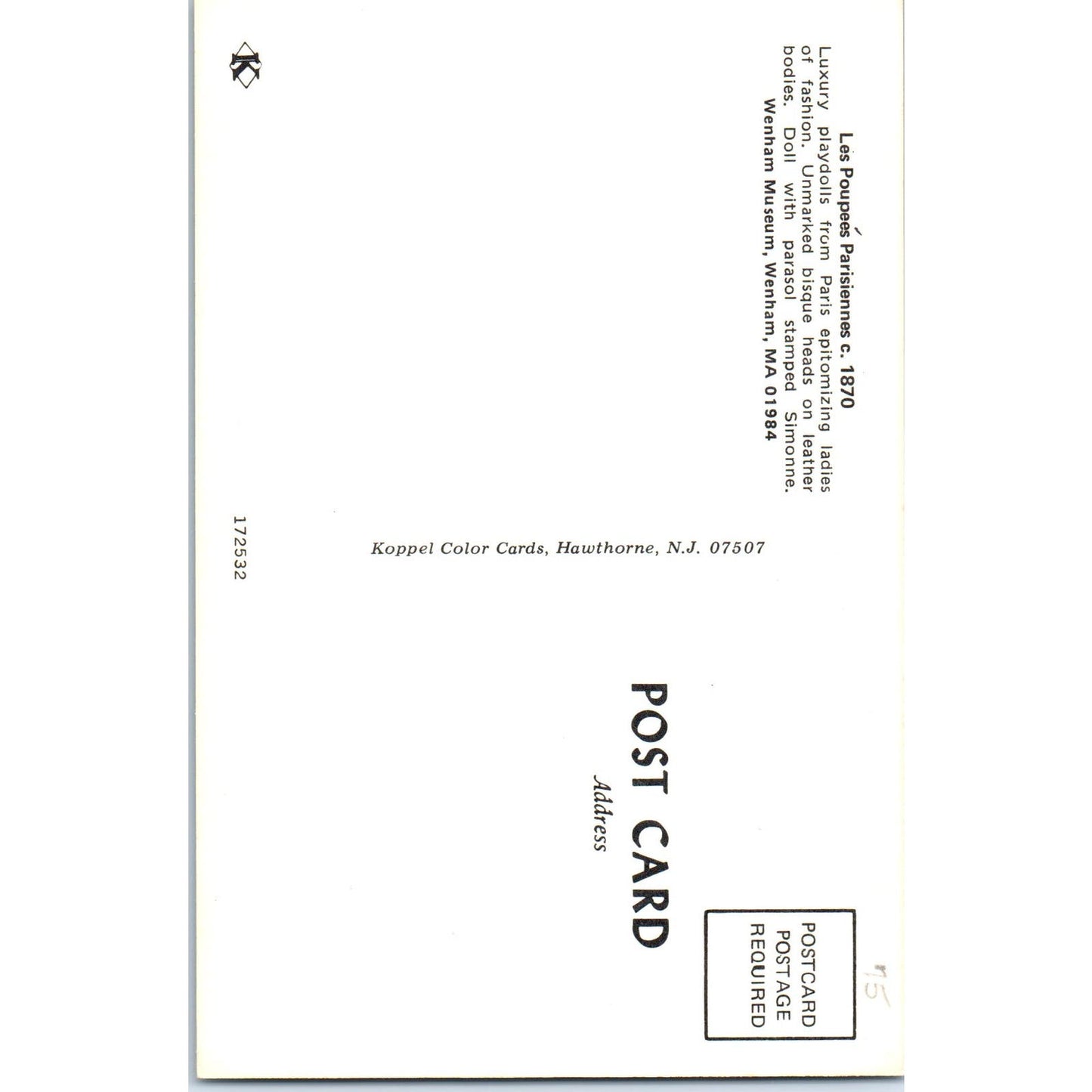 Les Poupées Parisiennes Bisque Luxury Dolls Original Postcard PB10