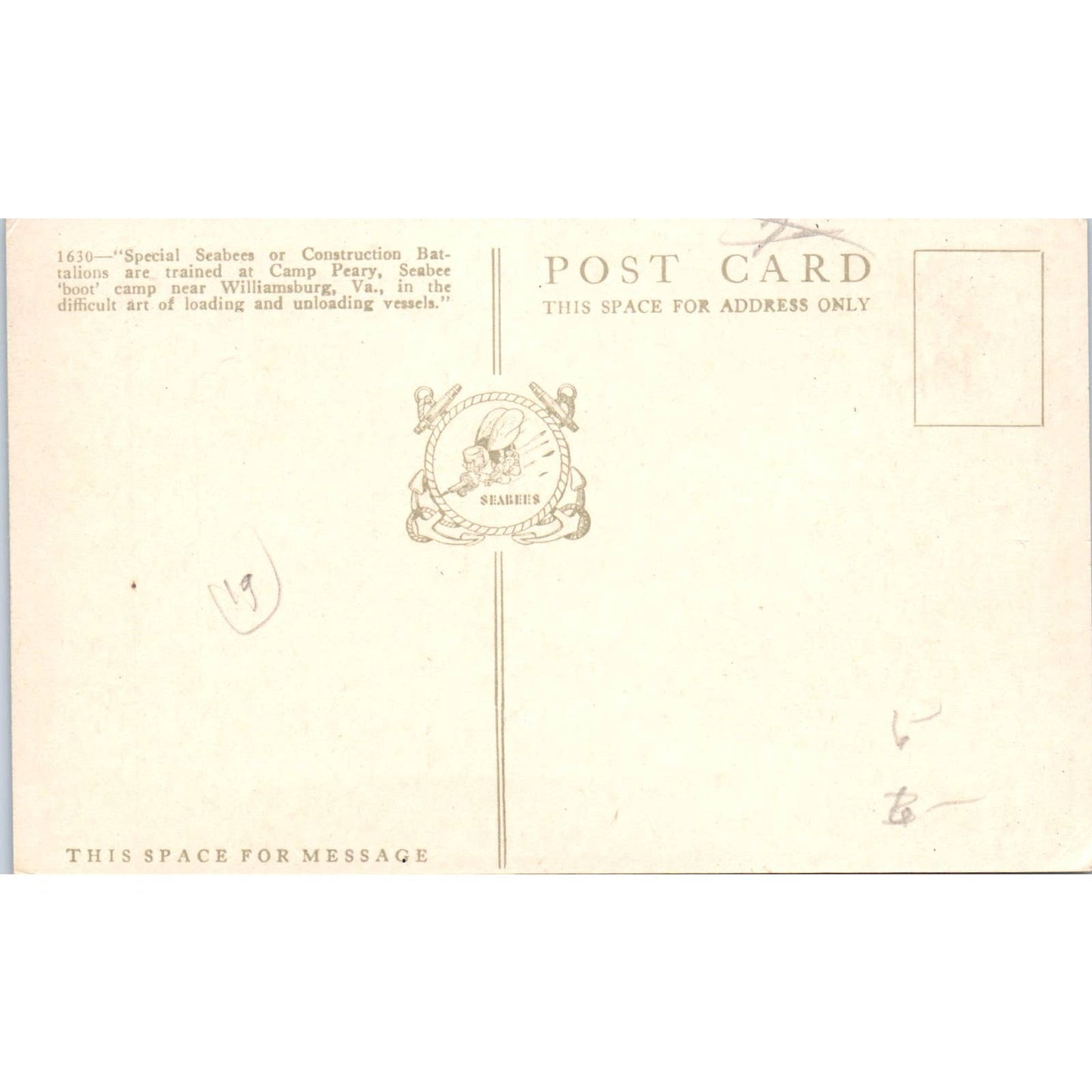 Seabees Unloading Supplies Camp Perry Navy - Original RPPC Postcard TJ7-RP1