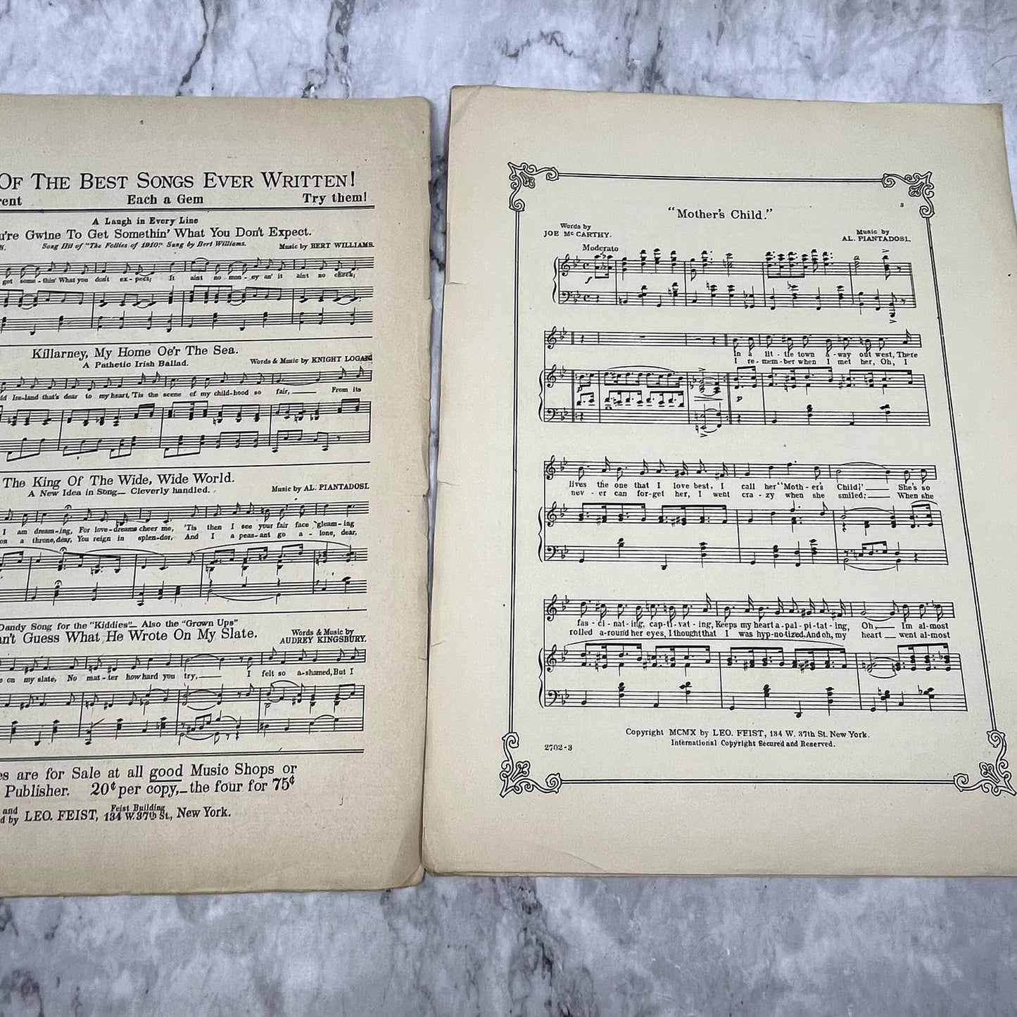 Two Men and A Girl - Mother's Child Bailey Austin 1910 Sheet Music TK2-SM2