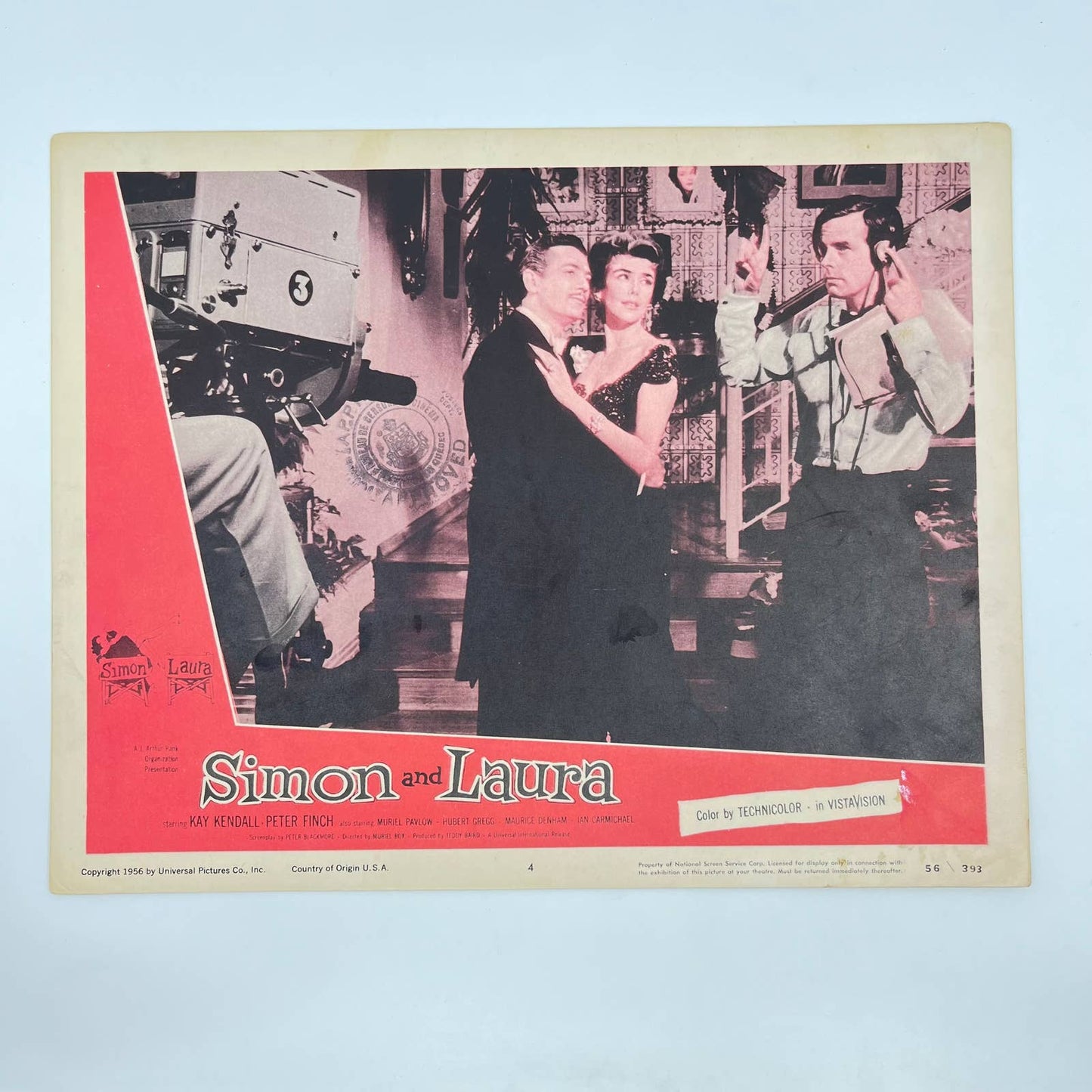1956 SIMON AND LAURA Movie Lobby Card #4 Peter Finch Kay Kendall 11x14” FL3
