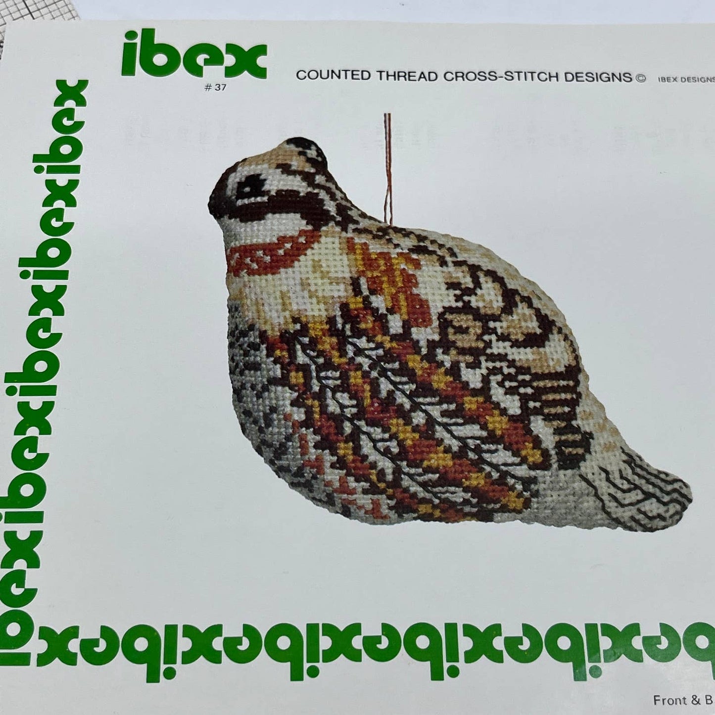 Vtg Ibex Cross Stitch Embroidery Quail Partridge Ornament Partially Complete TC1