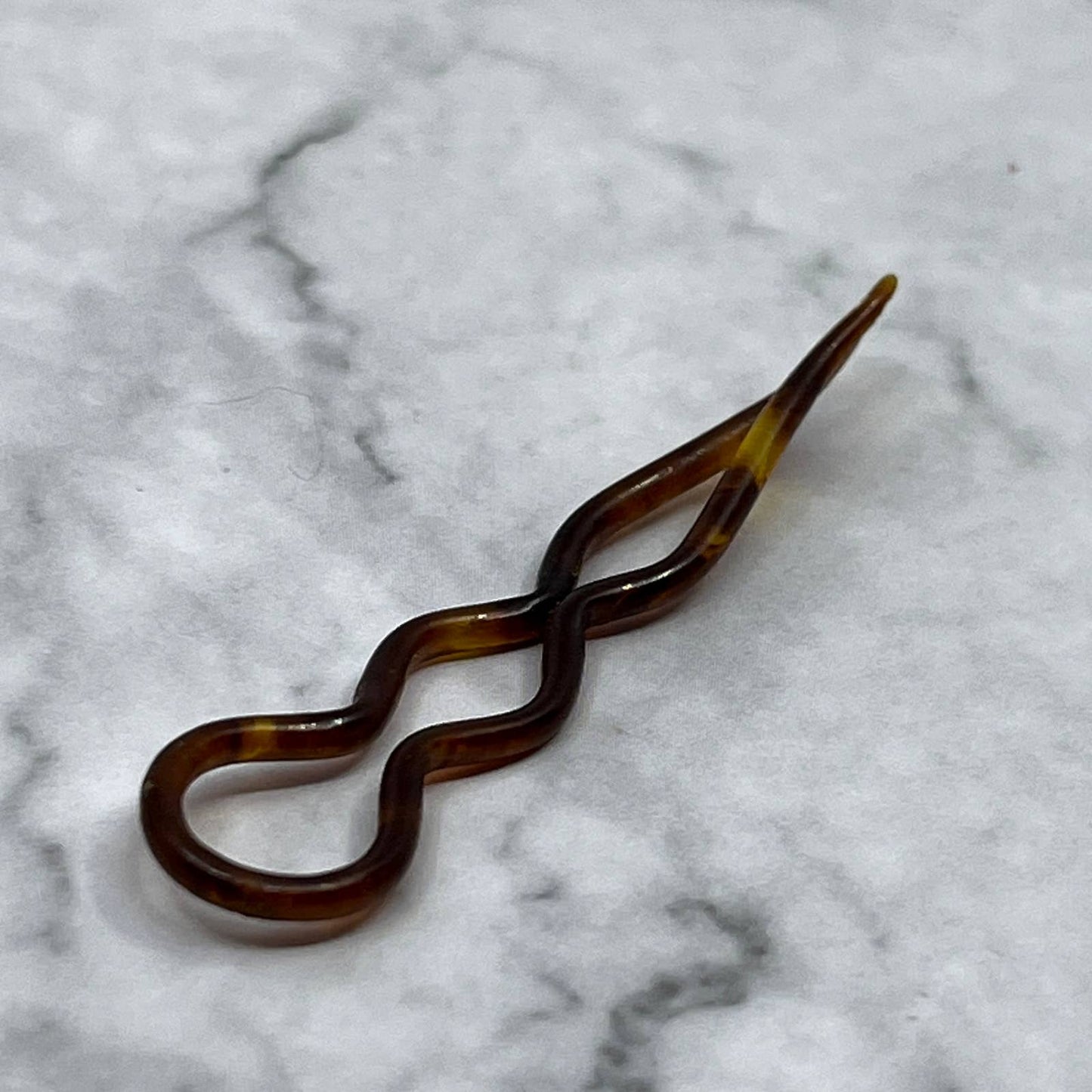 Art Deco Hair Fork Stick Tortoise Shell Celluloid Hair Accessory 2” SE7