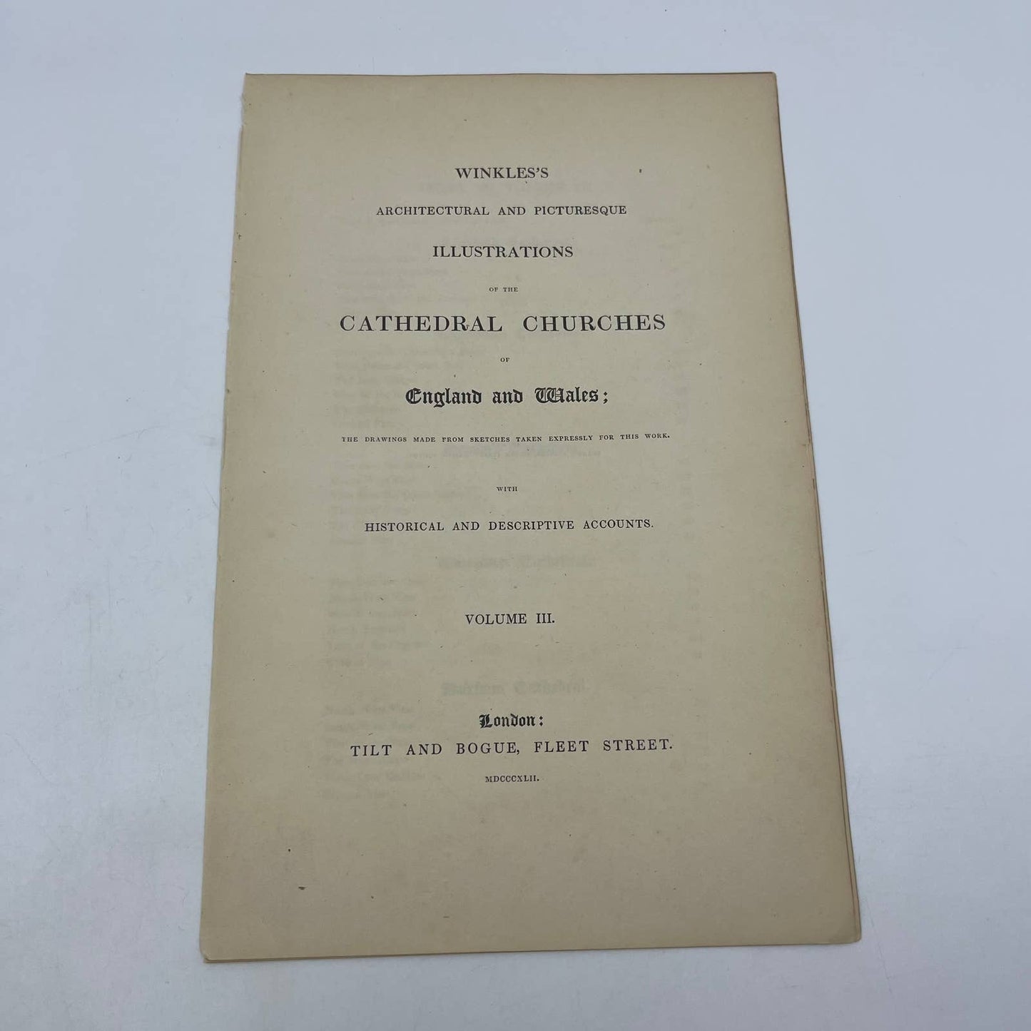 1842 Original Art Engraving Lichfield Cathedral w/ Introduction & Title Page TG6