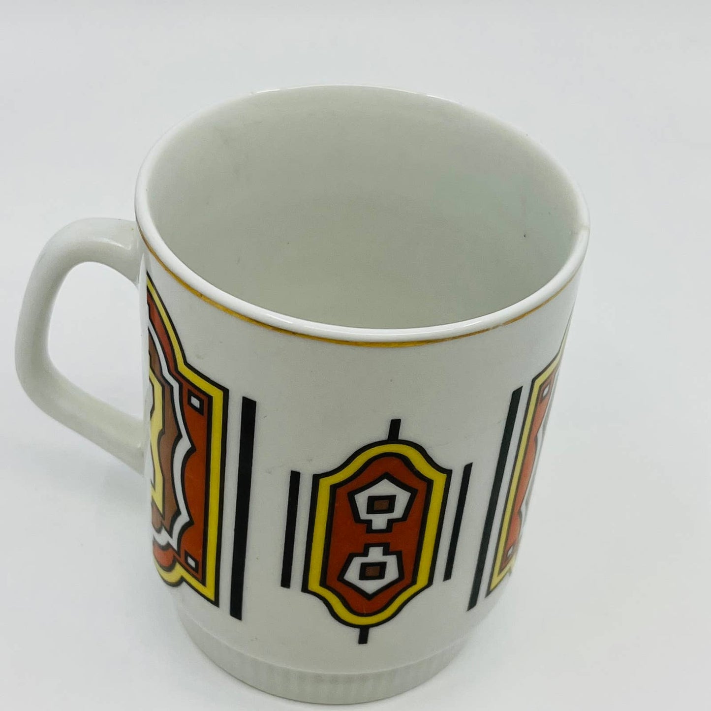 Retro 1970s Brown Tan Earth Tone Stacking Coffee Mug TD7
