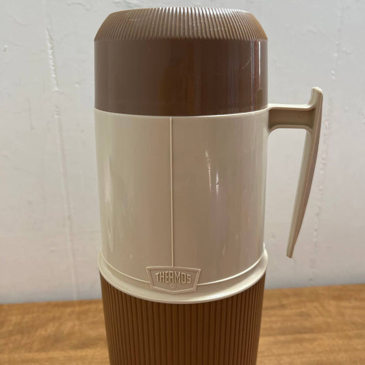 Retro Thermos Model 6402 Quart Size Vacuum Jar Two Tone Brown CLEAN TA1