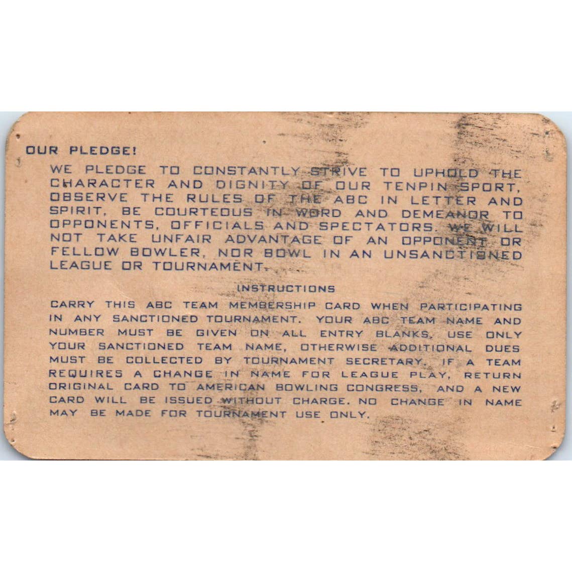 1947 American Bowling Congress Milwaukee Membership Card Eagles 750 SE5-2