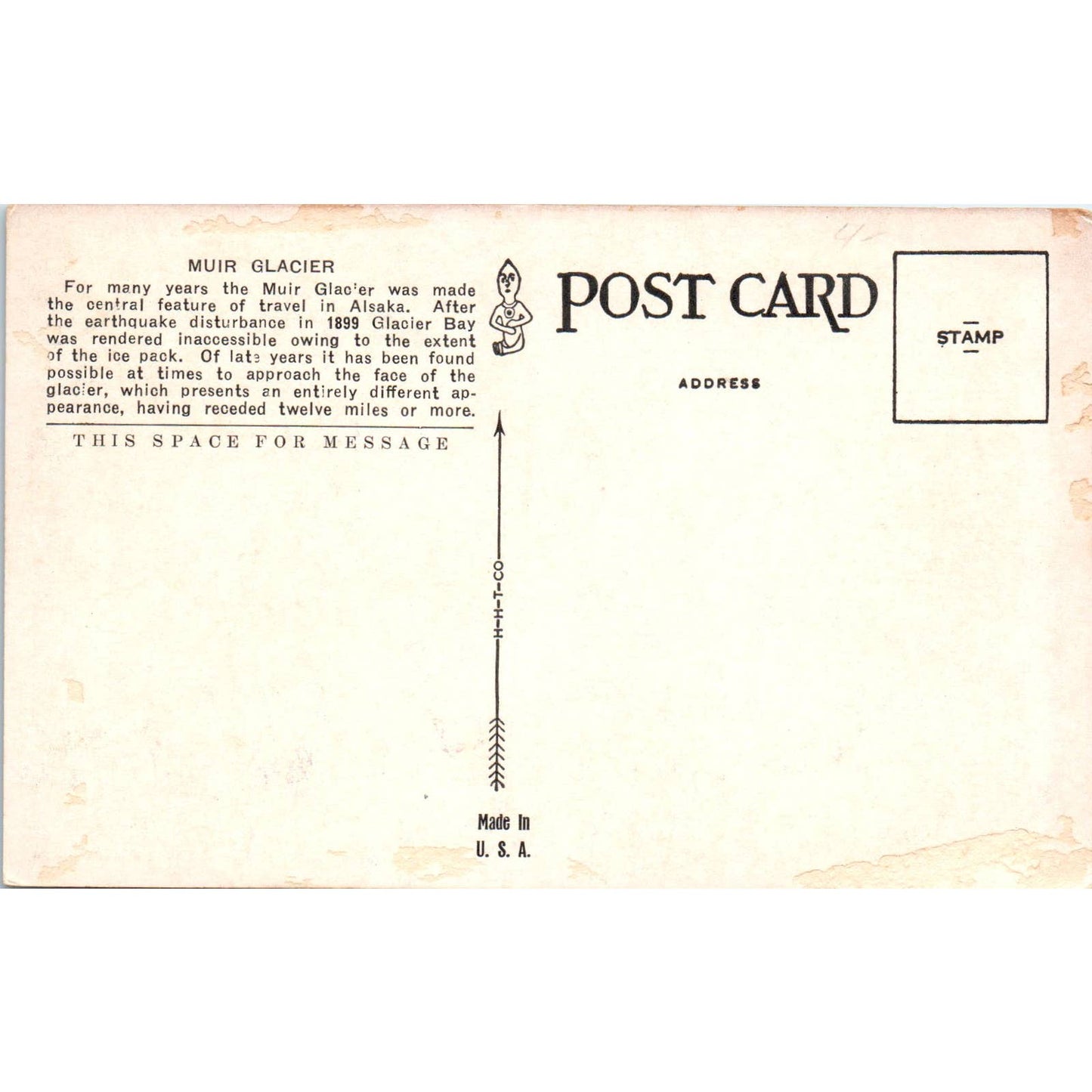 Muir Glacier Alaska Original Postcard TK1-30