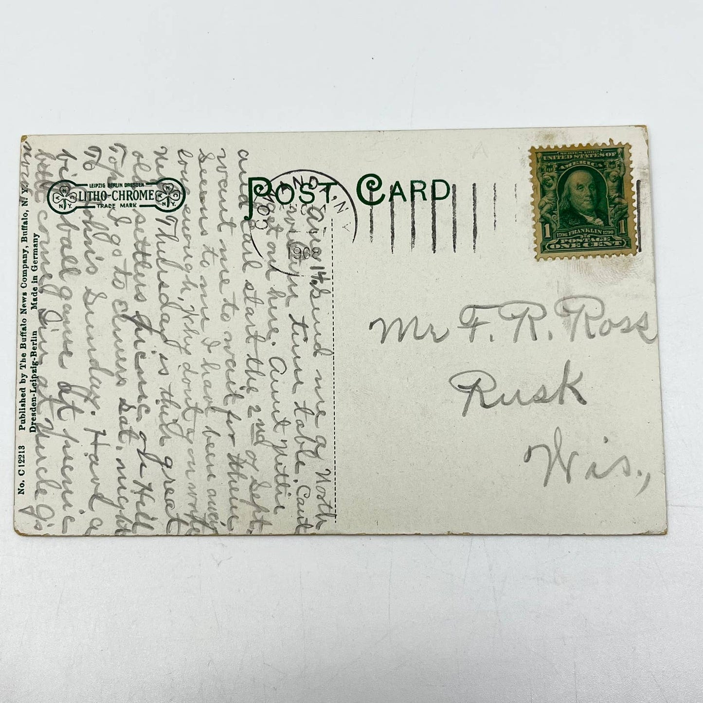 1908 Post Card Cattaraugus Creek at Big Bend Gowanda NY SC9