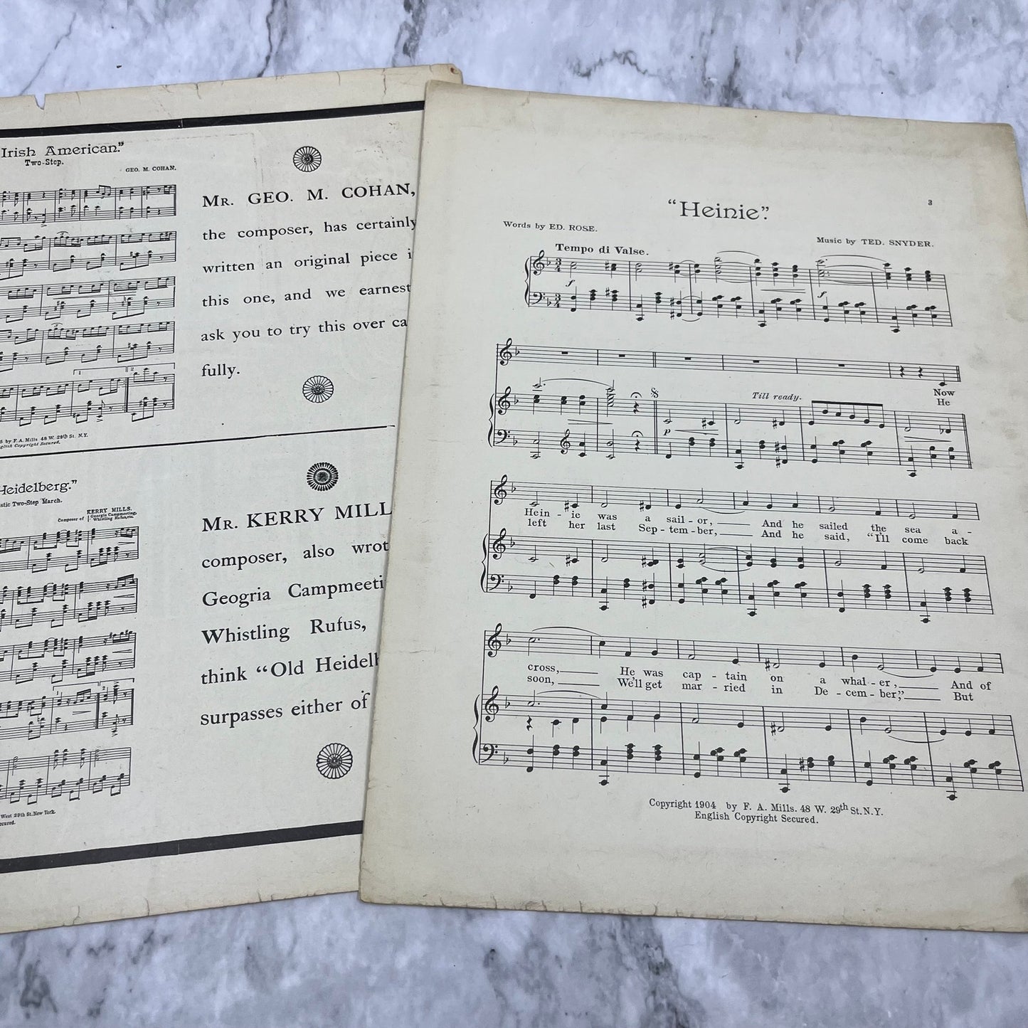 Antique 1904 Sheet Music Waltz Heinie Ed Rose Ted Snyder Minnie Harrison V41-2