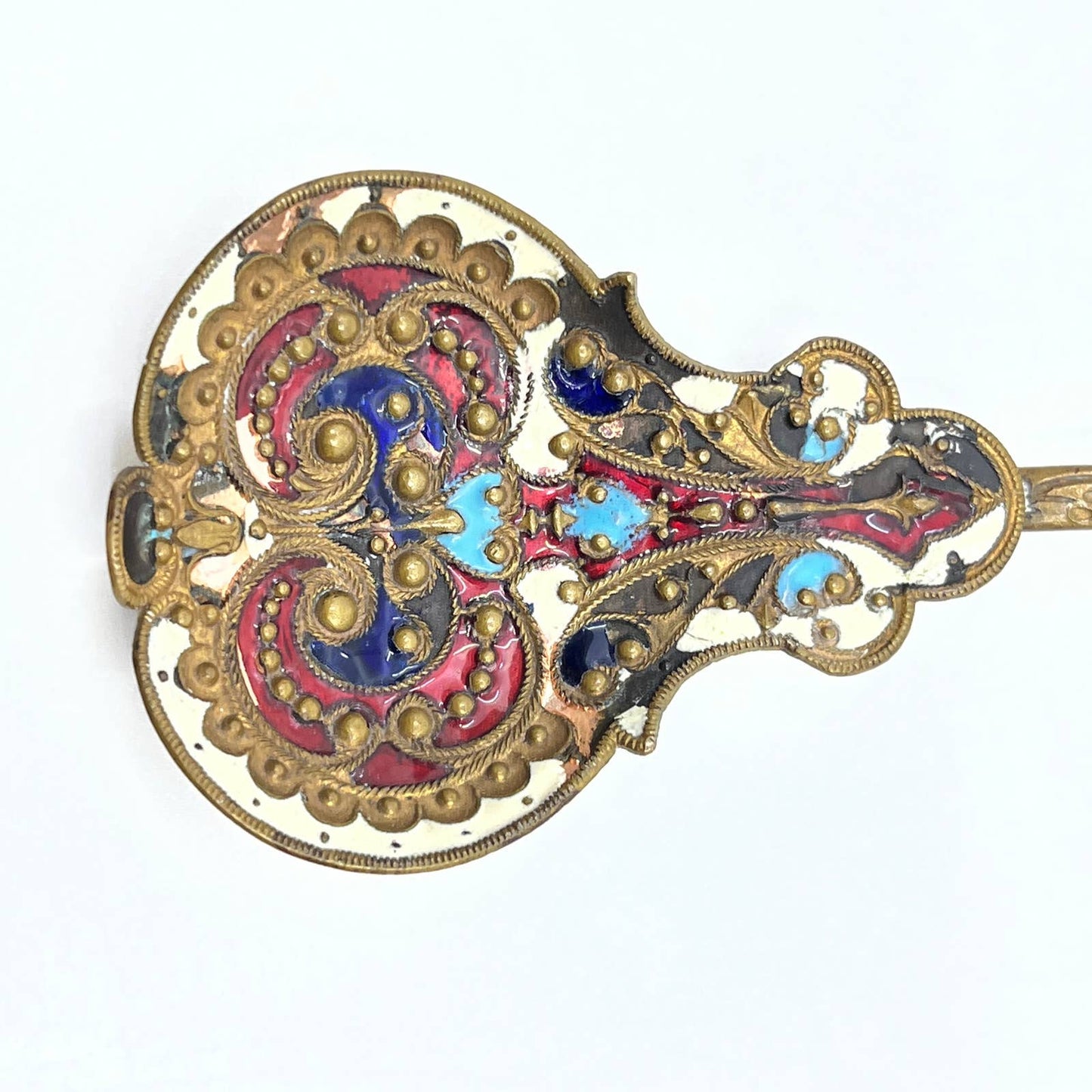 1880's Antique French Champleve Brass & Enamel Gilted Decoratve 7.5" Spoon SD6