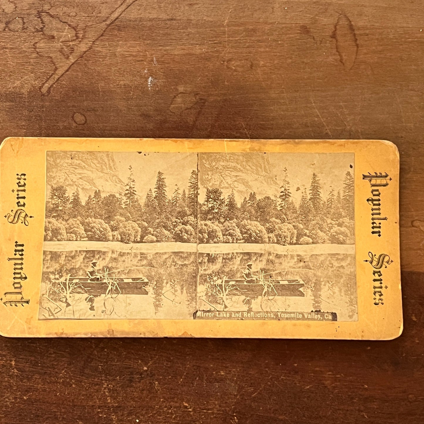 Mirror Lake and Reflections Yosemite Valley CA Antique Stereoview Card H2-3