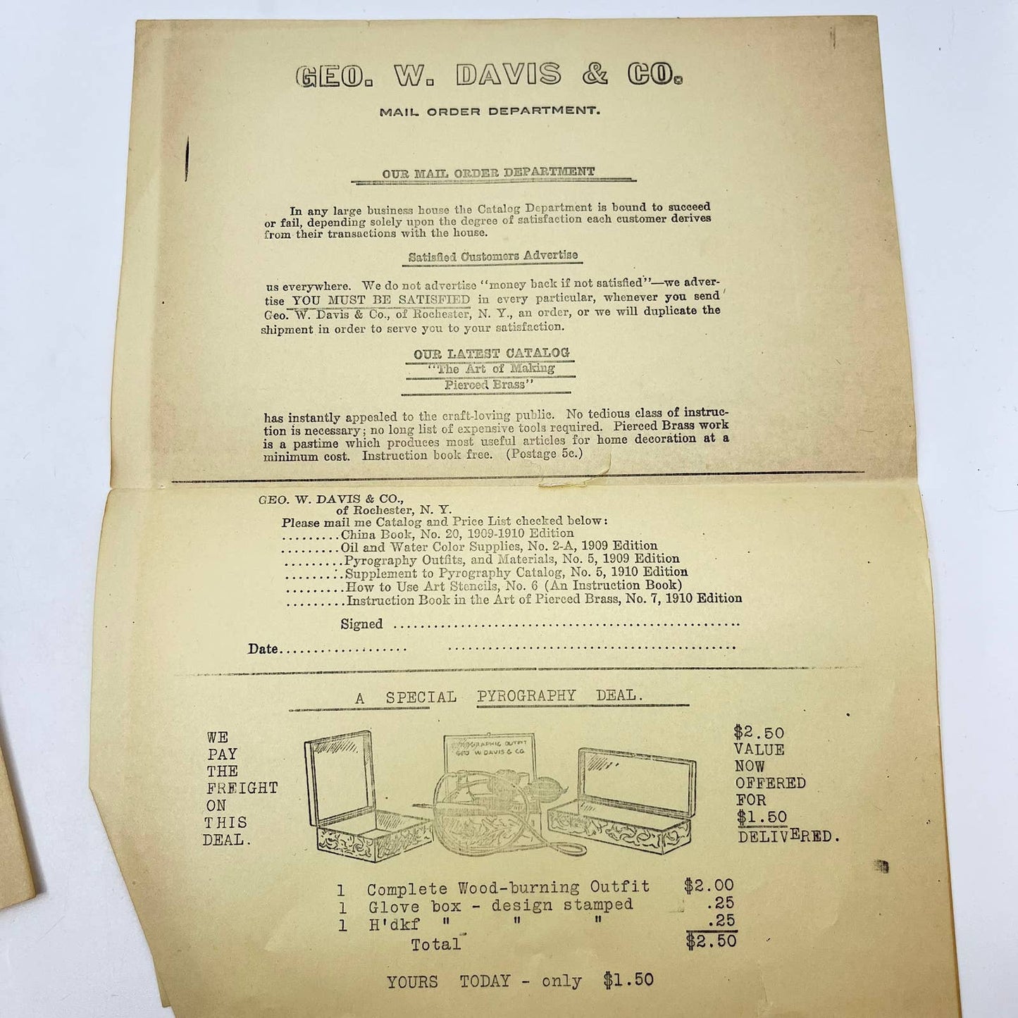 1905 How To Use Art Brass For Making… Catalog Geo W. Davis Rochester NY TF7