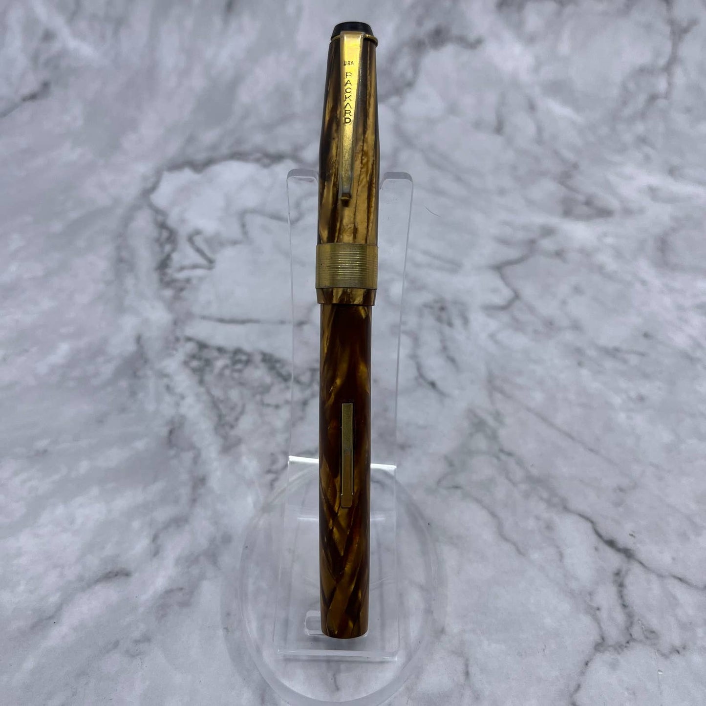Vintage PACKARD Marbleized Brown Celluloid Fountain Pen Lever Fill SE6