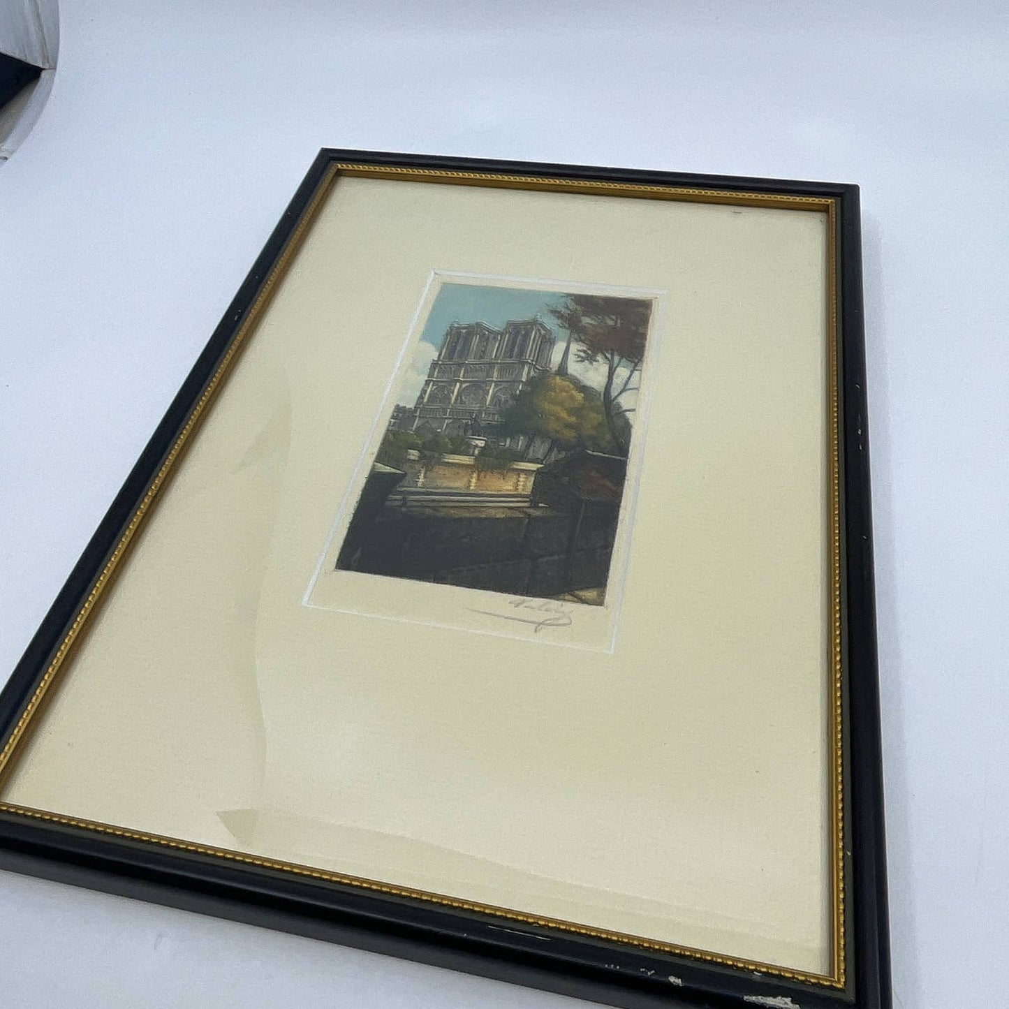 Vintage Framed Victor Valery Cathedral Notre Dame Paris Etching Signed TG6