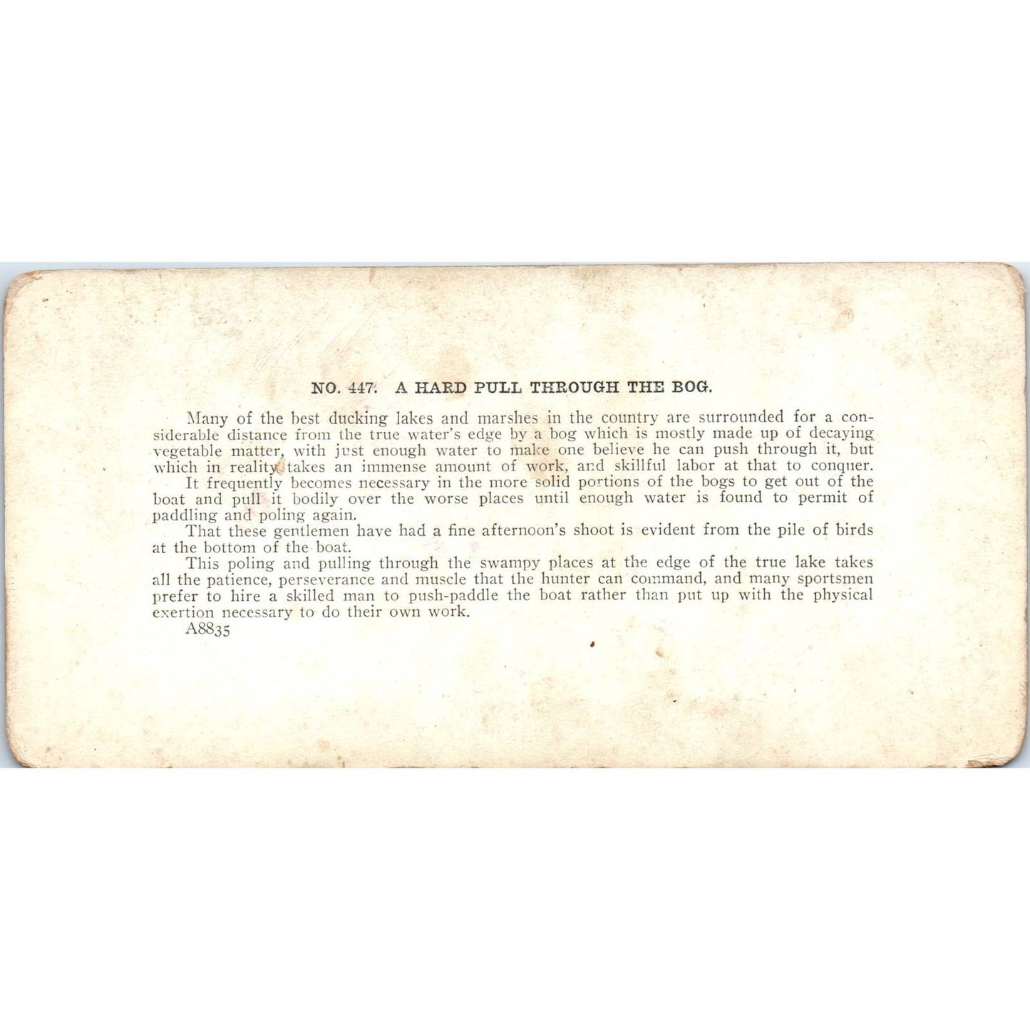 Victorian Duck Hunting Hard Pull Through The Bog Antique Stereoview Card TJ1-C1