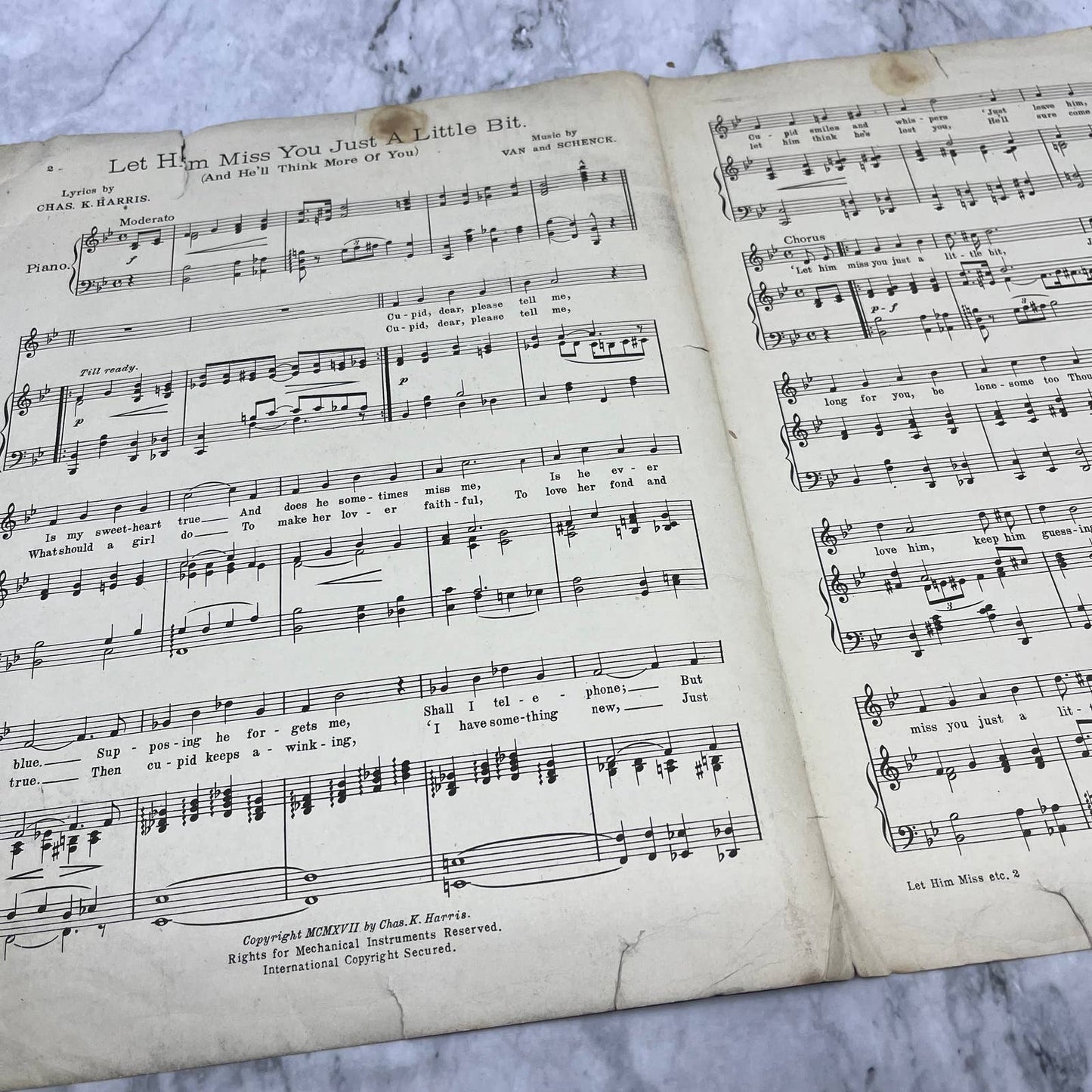 Art Nouveau Let Him Miss You Just A Little Bit Romanic Cover Art Sheet Music TJ4