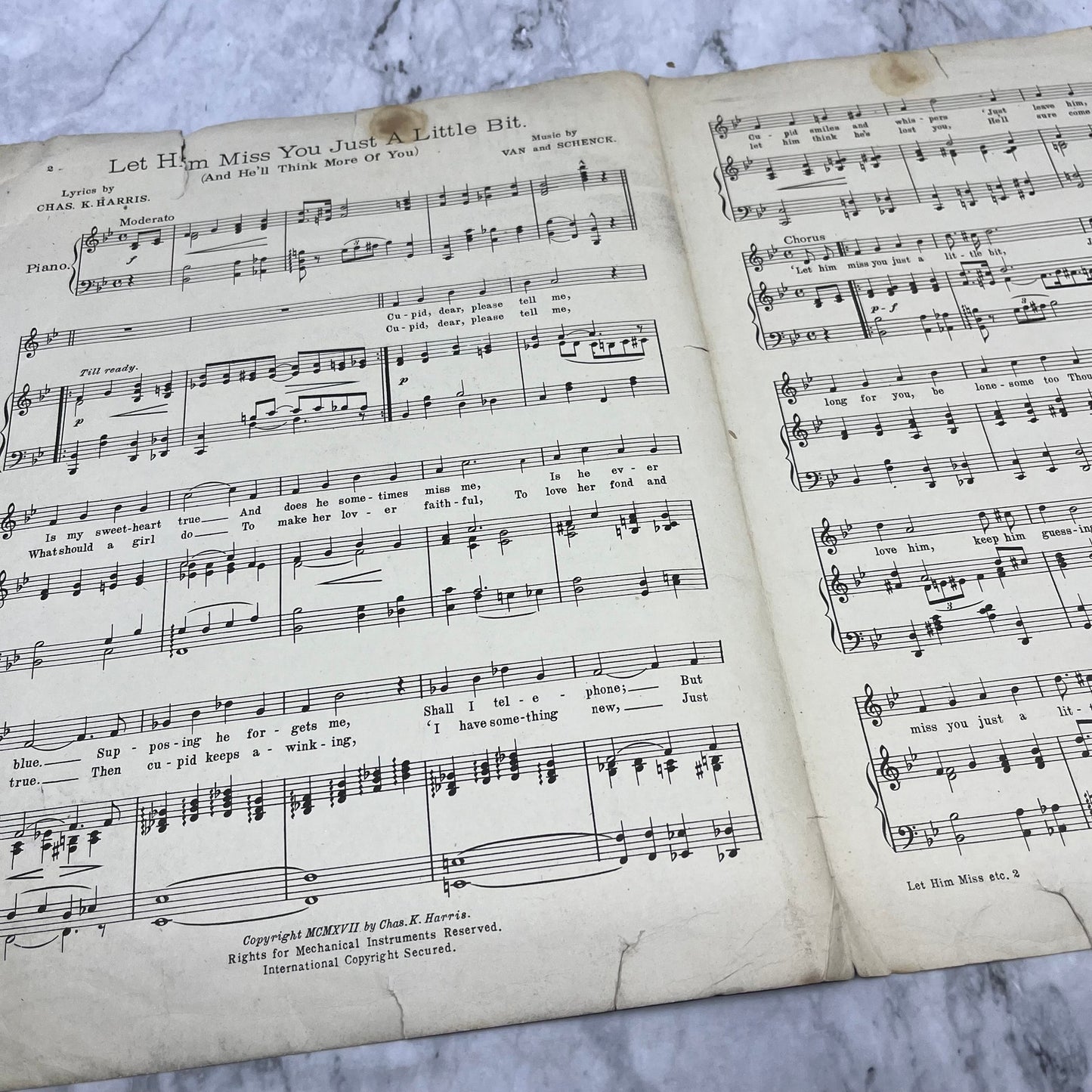 Art Nouveau Let Him Miss You Just A Little Bit Romanic Cover Art Sheet Music V41-2