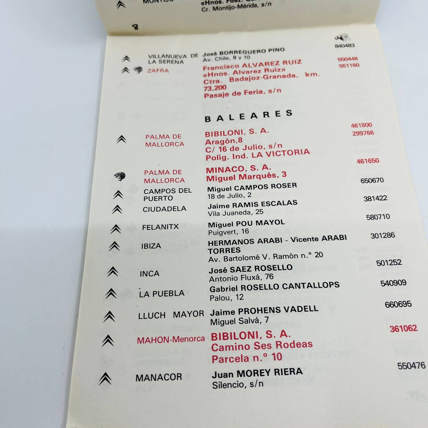 1978 Red Comercial Spanish Citroën Automobile Society Book of Members Dealers C1