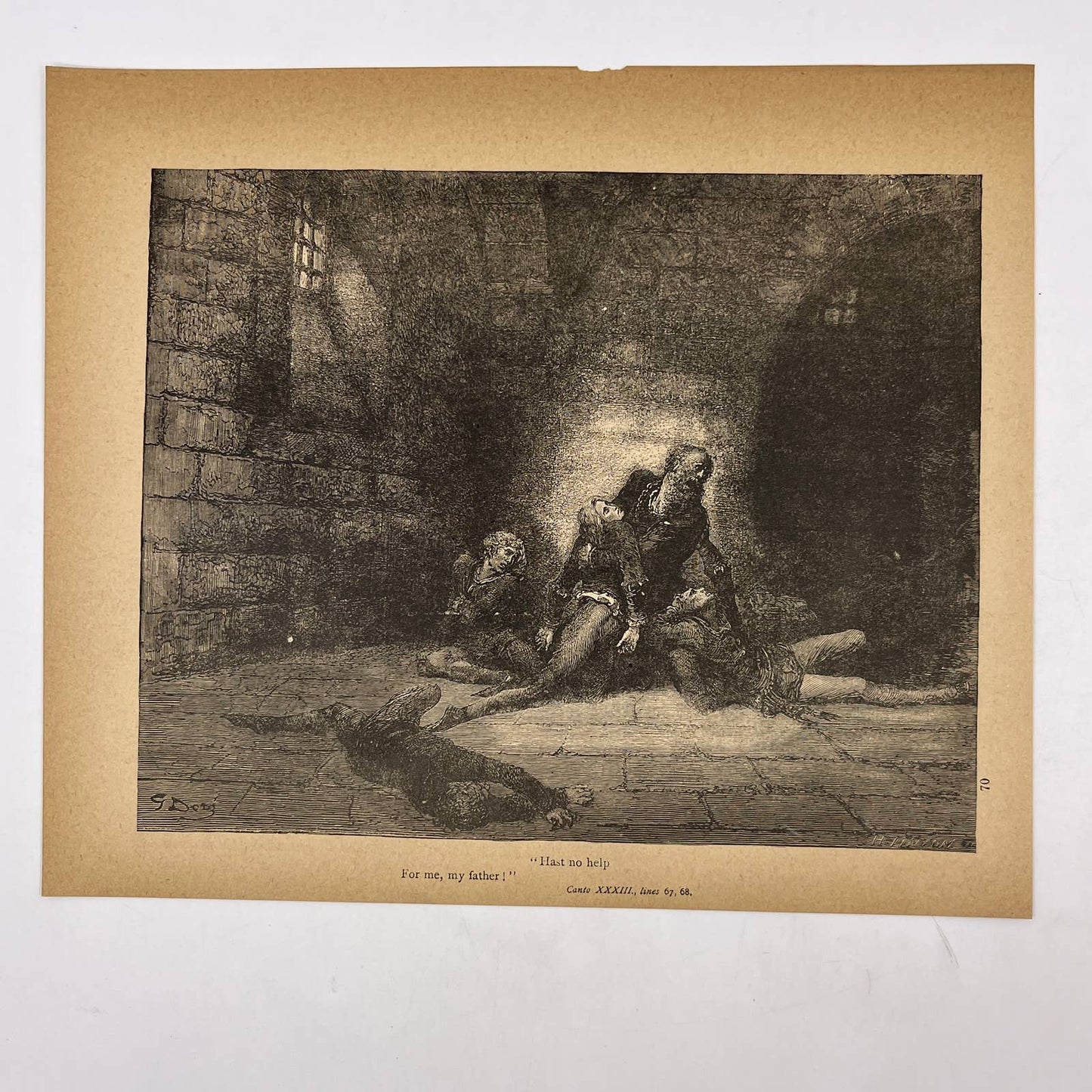 Original 1880s Gustave Dore Engraving Divine Comedy For me, my father! FL4