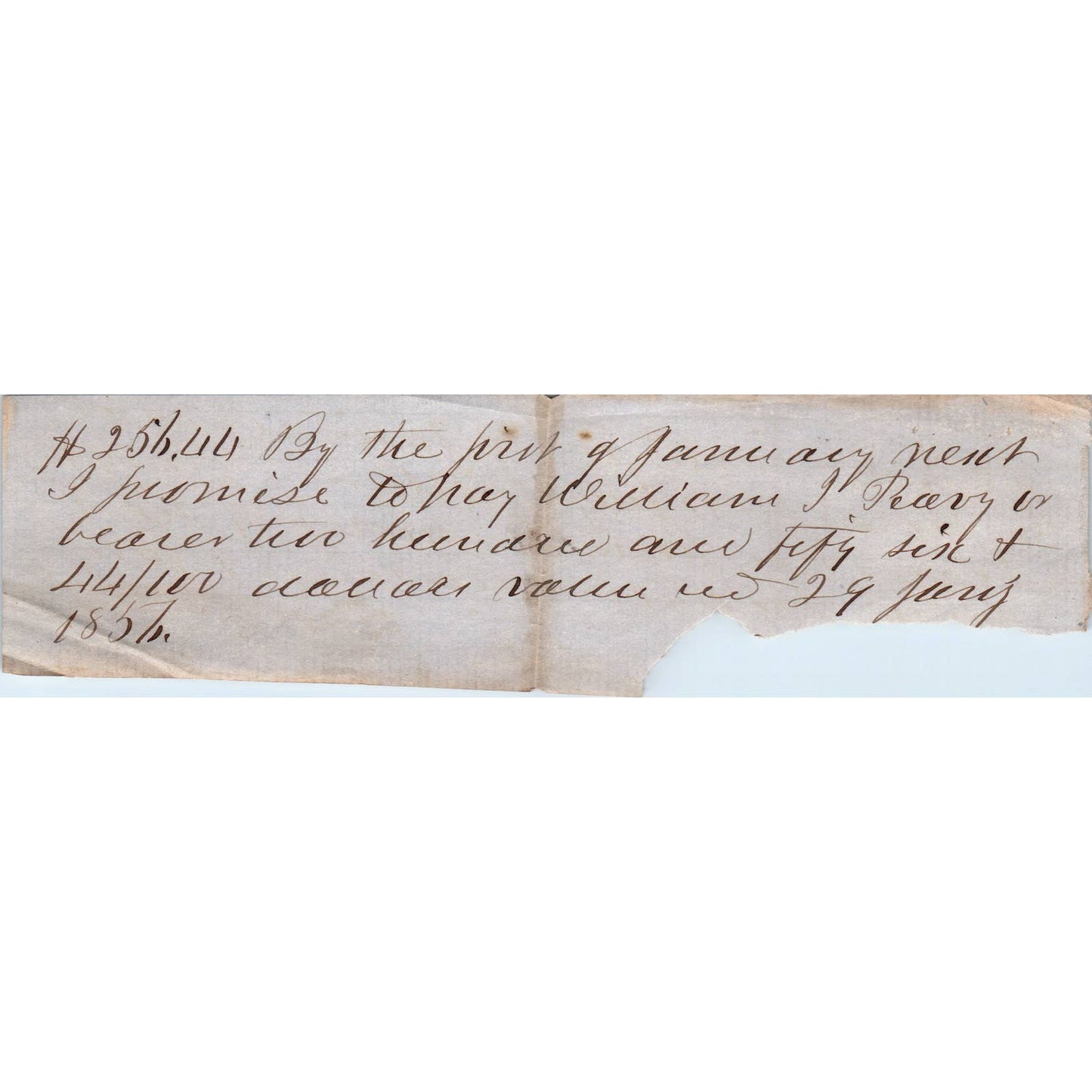 1856 Handwritten Credit Loan Agreement Wm. J. Peavy Butler County AL AD6-2