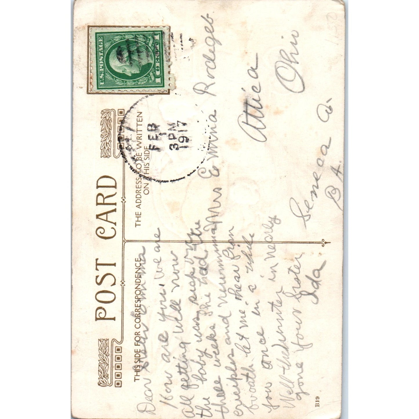 Fairies Face in Flower Tulips Winsch Back 1917 Original Postcard P1-12